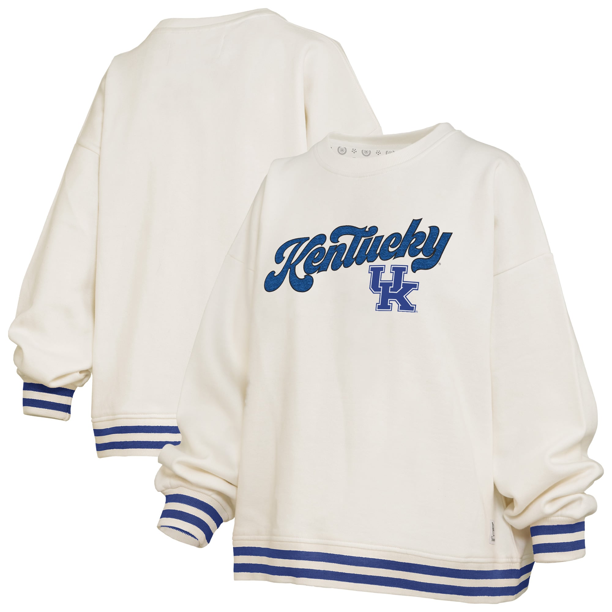 Sweat-shirt côtelé en chenille crème Pressbox Kentucky Wildcats Bonanza pour femme