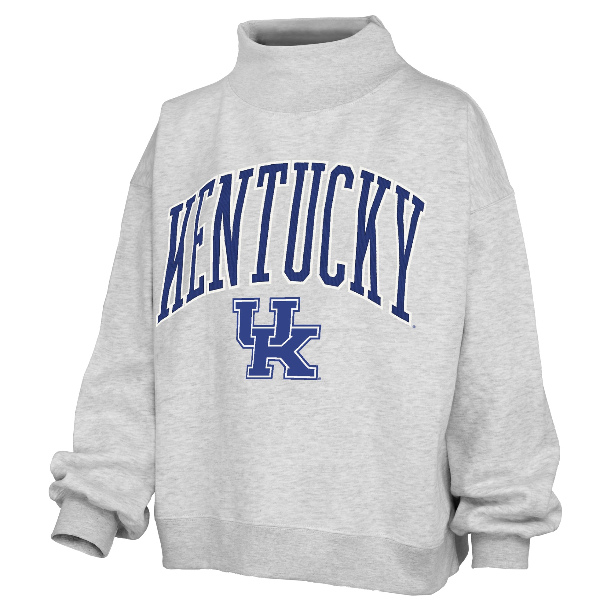 Women's Pressbox Gray Kentucky Wildcats Nelson Texture Lingo Mock Neck Fleece Sweatshirt