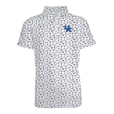 Kentucky Wildcats Garb Youth Tom All-Over Football Print Polo - Gray