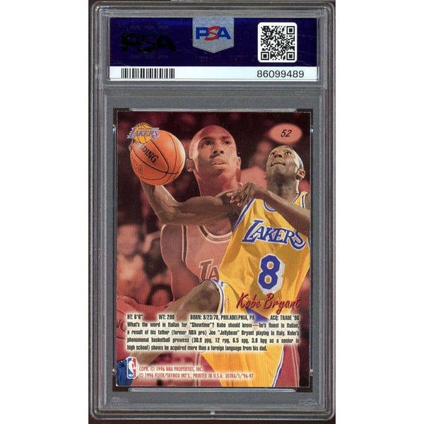 Kobe Bryant Rookie Card 1996-97 Ultra #52 PSA 9