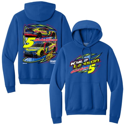 Kyle Larson Classic Ink Hendrickscars.com Tribute Hoodie - Blue