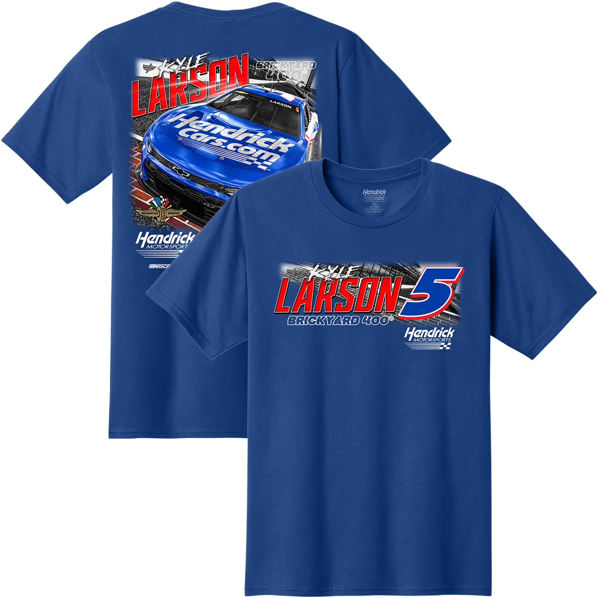 Men's Hendrick Motorsports Team Collection Royal Kyle Larson Brickyard 400 HendrickCars.com Car T-Shirt