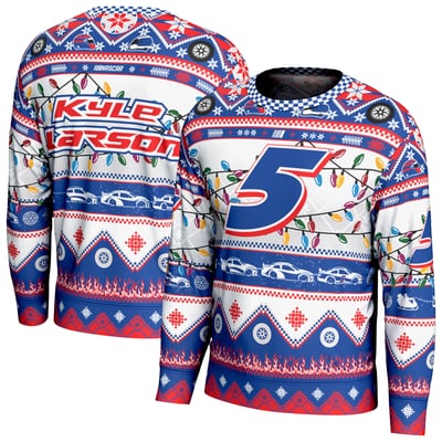  Kyle Larson ProSphere Youth  Holiday Sweatshirt - White