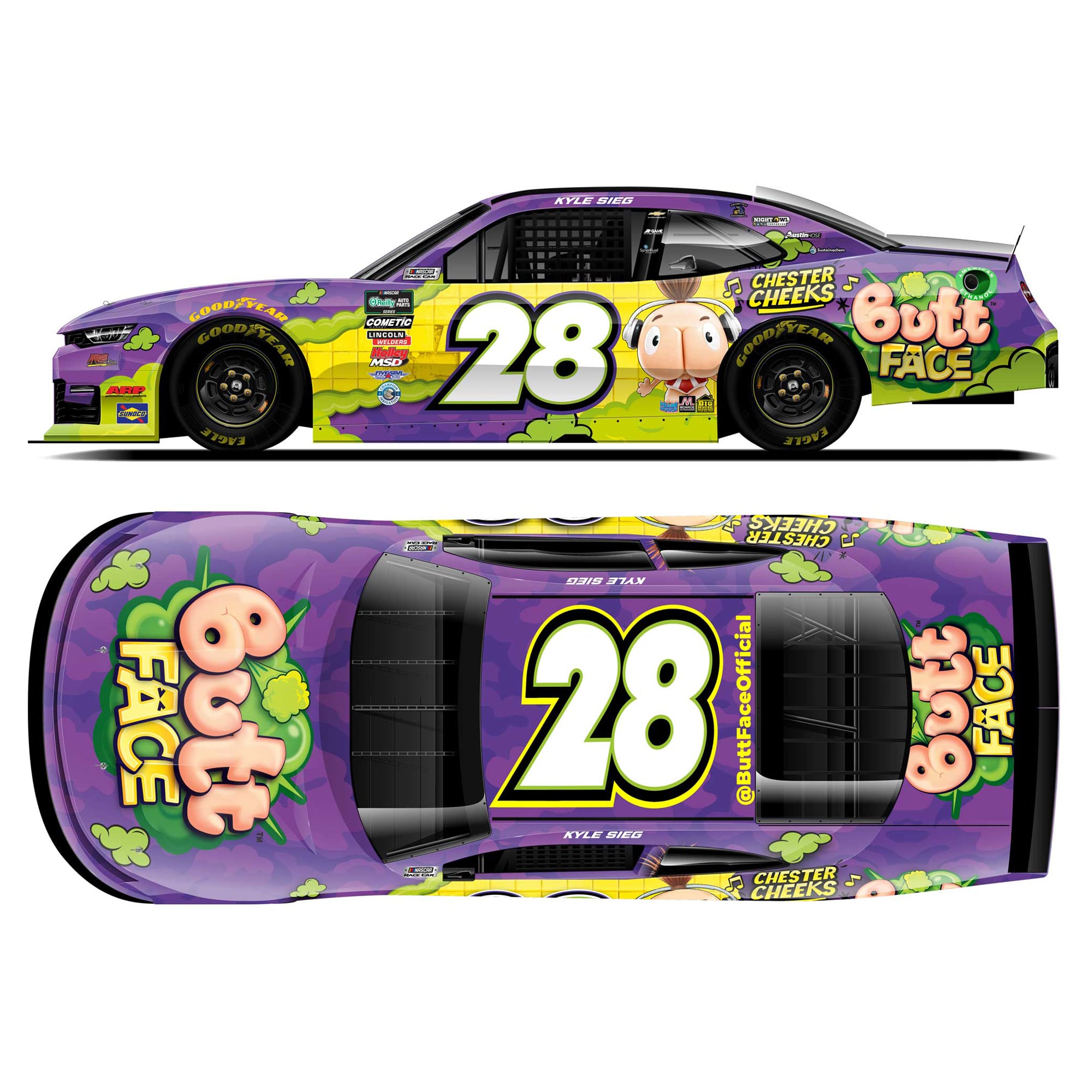 Action Racing Kyle Sieg 2026 #28 Butt Face 1:64 Peinture standard Chevrolet Camaro ZL1