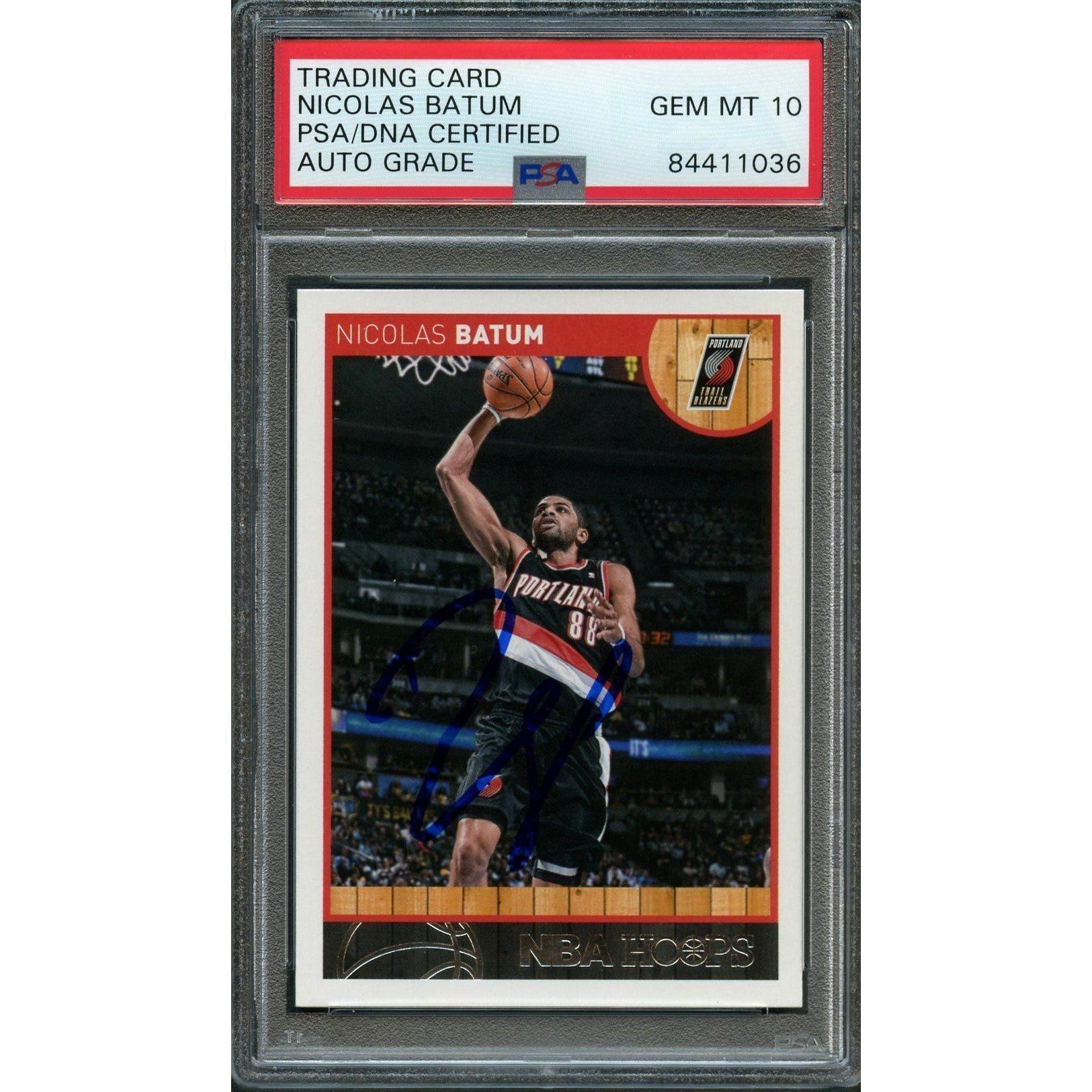 2013-14 NBA Hoops #126 Nicolas Batum Signed Card AUTO 10 PSA 