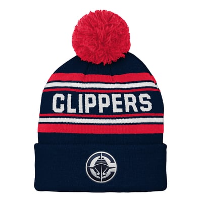 LA Clippers Outerstuff Backboard Jacquard Cuffed Knit Hat with Pom Backboard Jacquard Cuffed Knit Hat with Pom - Navy