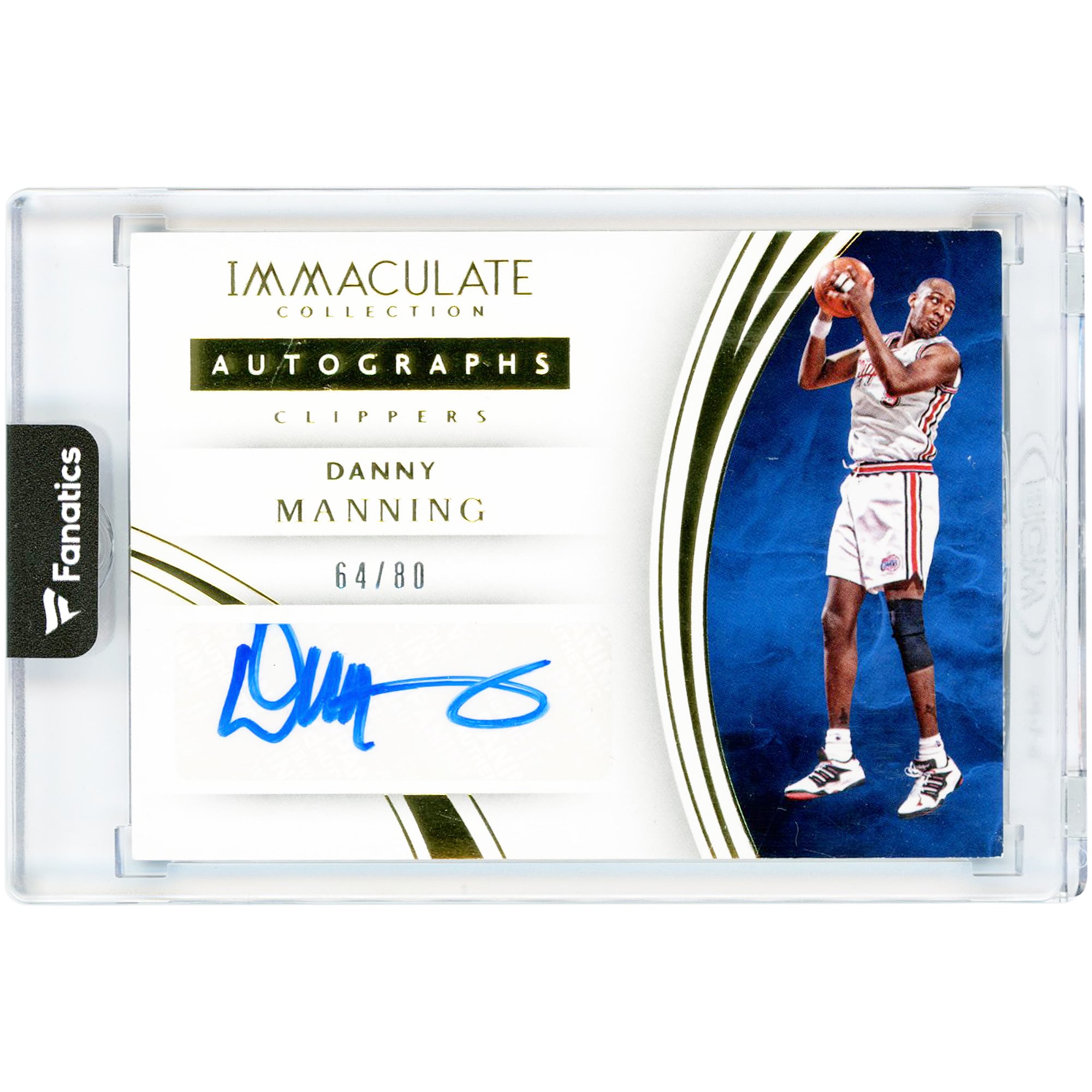 Carte autographiée de Danny Manning (LA Clippers) 2015-16 Panini Immaculate Collection, n° 50, n° 64/80