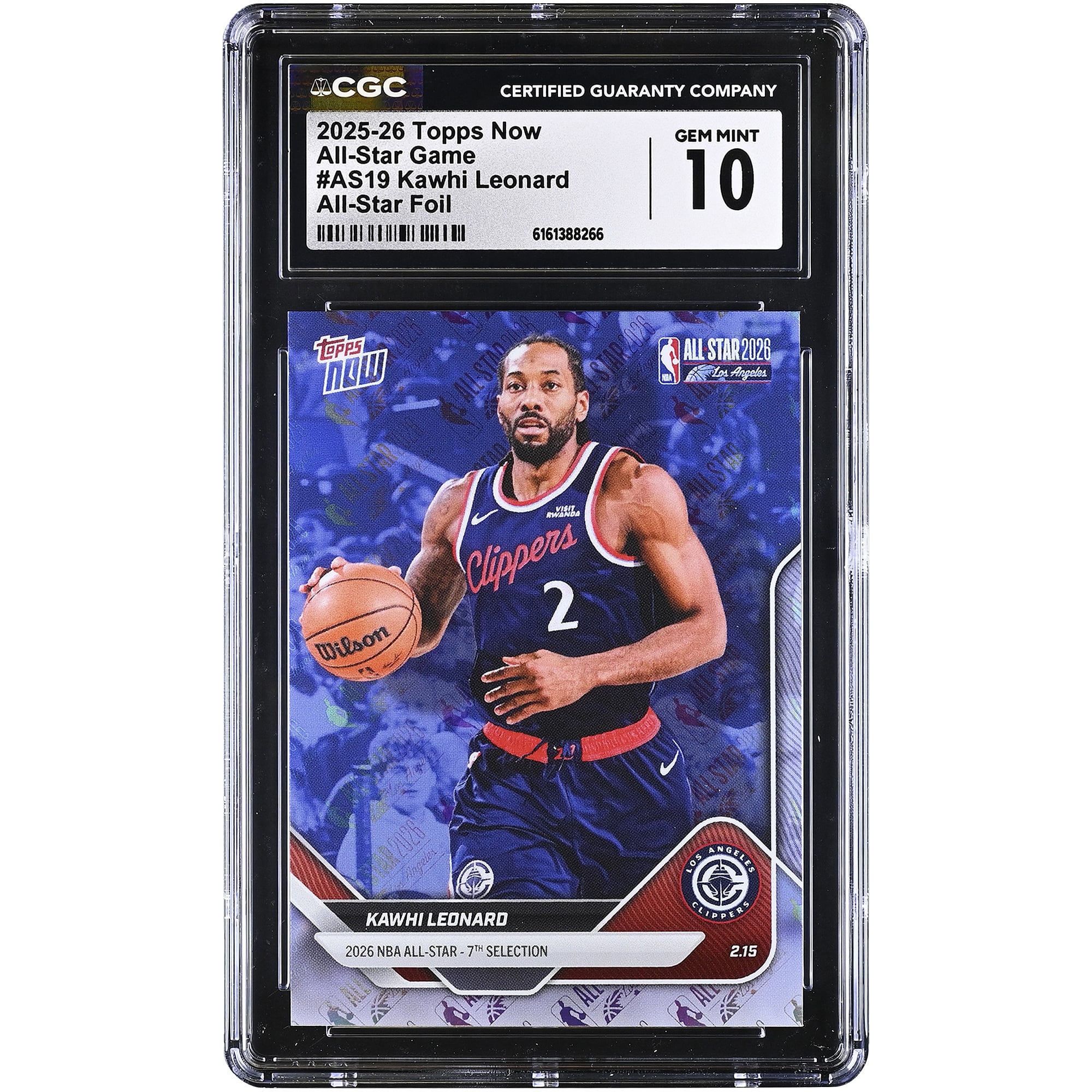 Carte Kawhi Leonard LA Clippers 2025-26 Topps Now All-Star Foil #AS19 authentifiée CGC (n° 10)