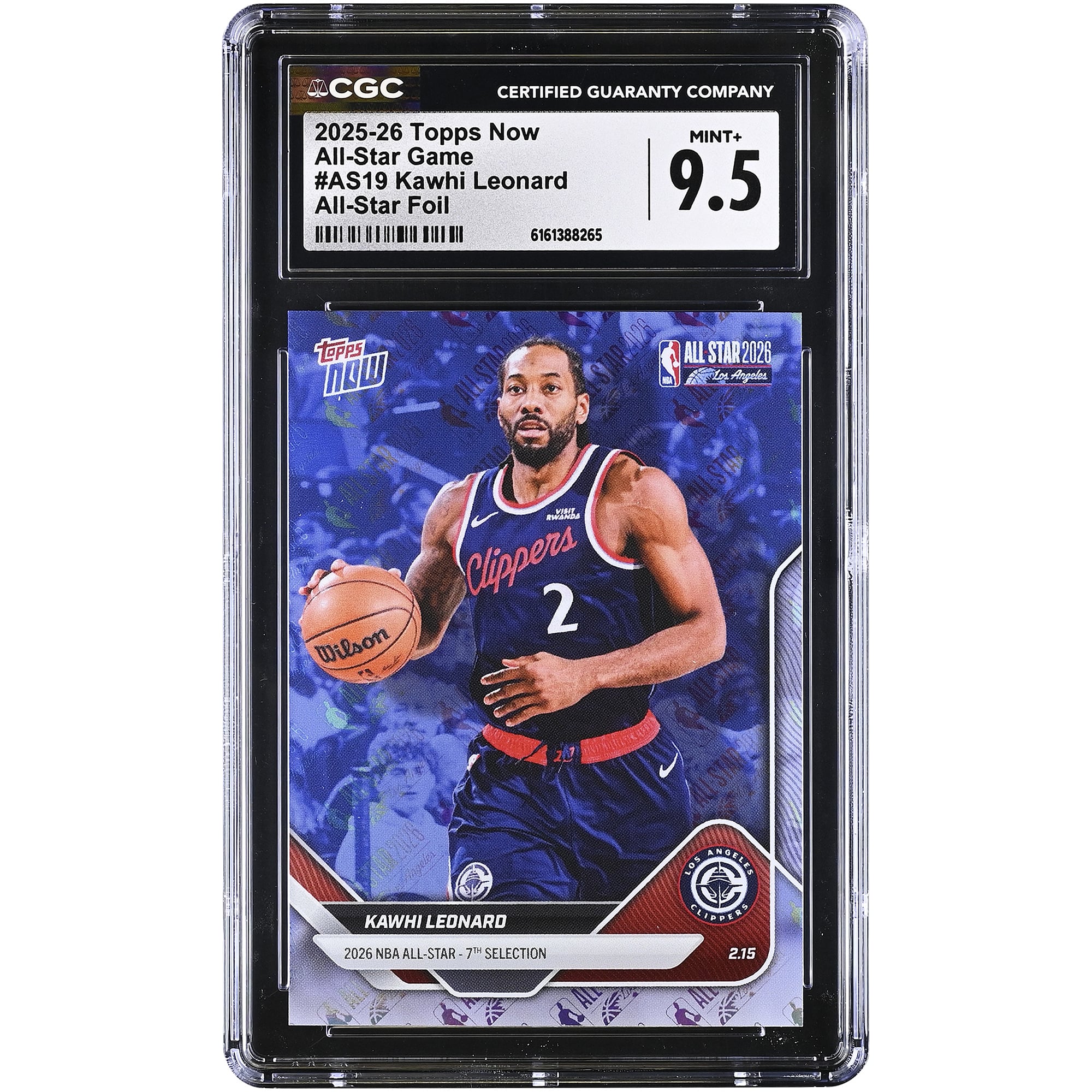 Carte Kawhi Leonard LA Clippers 2025-26 Topps Now All-Star Foil #AS19 authentifiée CGC 9.5