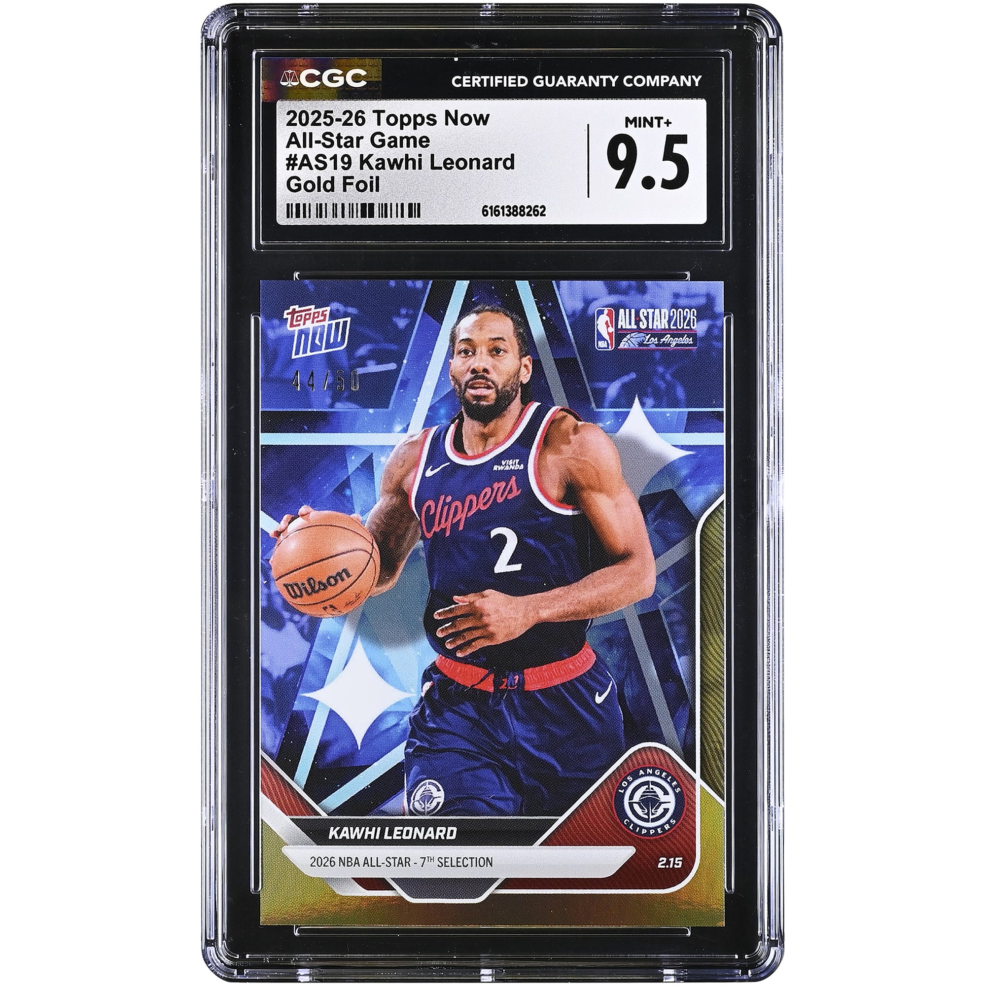 Carte Kawhi Leonard LA Clippers 2025-26 Topps Now All-Star Game Gold Foil #AS19 #/50 Authentifiée CGC 9.5