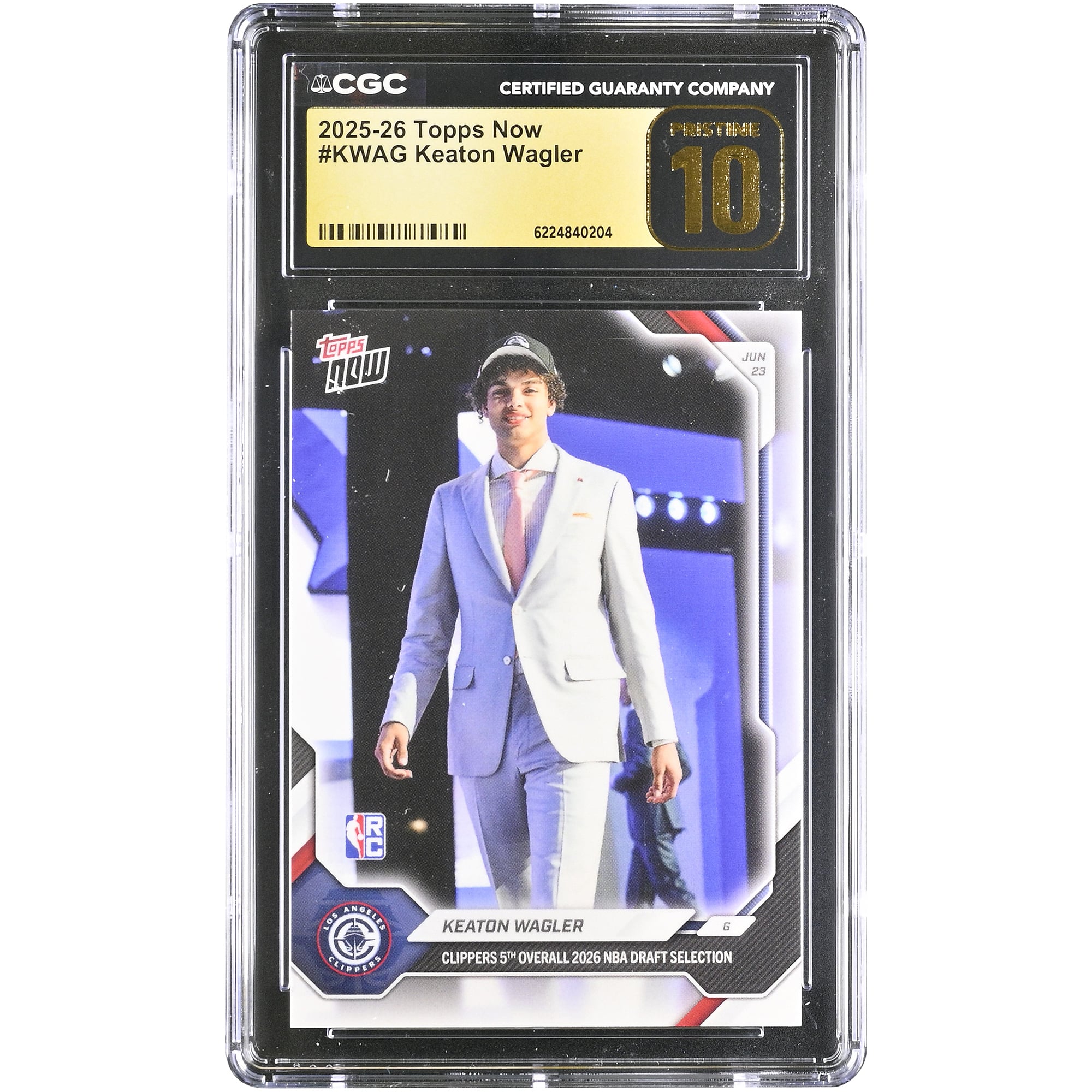 Carte de recrue Keaton Wagler LA Clippers 2025-26 Topps Now Clippers, 5e choix au total de la draft NBA 2026 #KWAG, authentifiée CGC