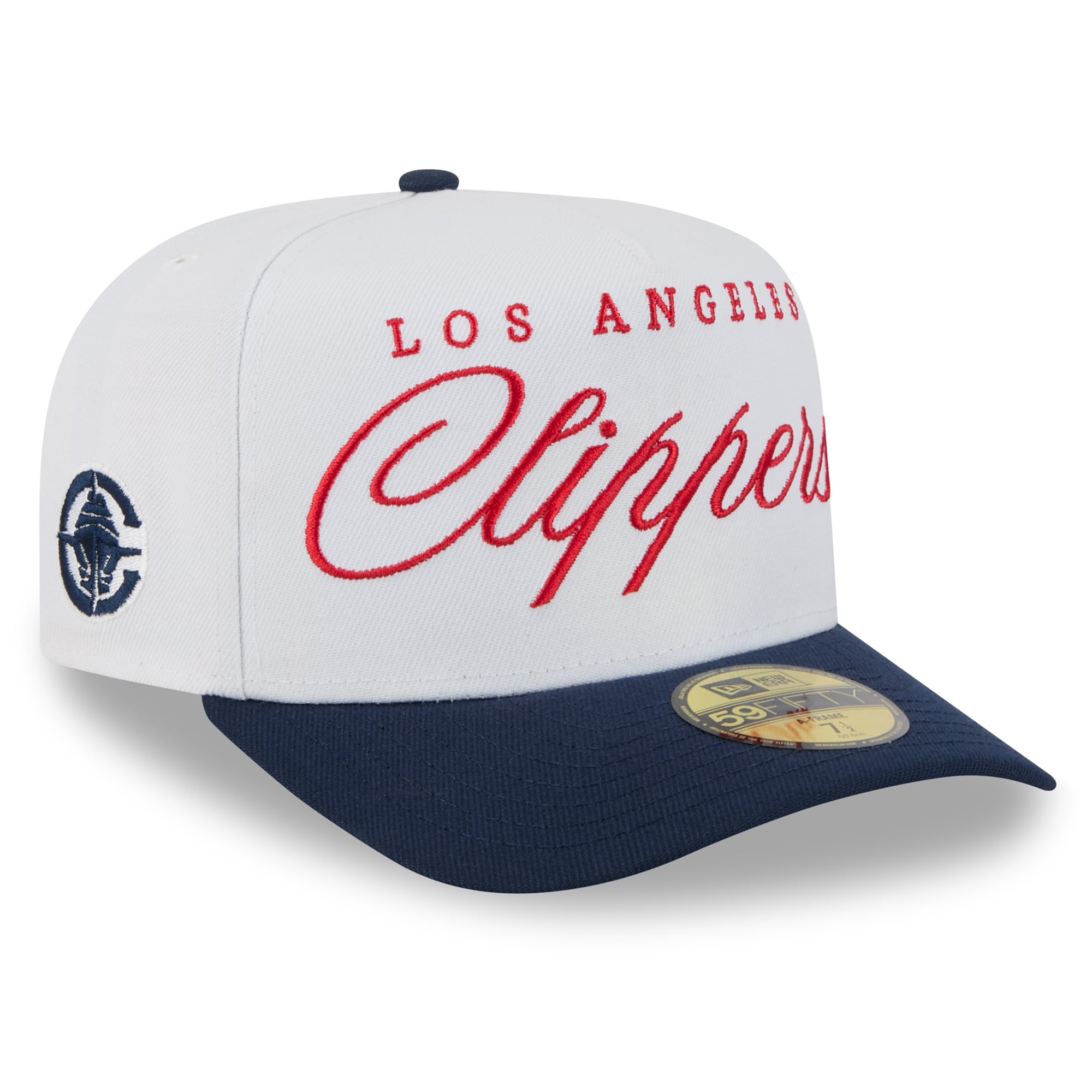 Men's LA Clippers New Era White/Navy 2025 NBA Draft A-Frame 59FIFTY Fitted Hat