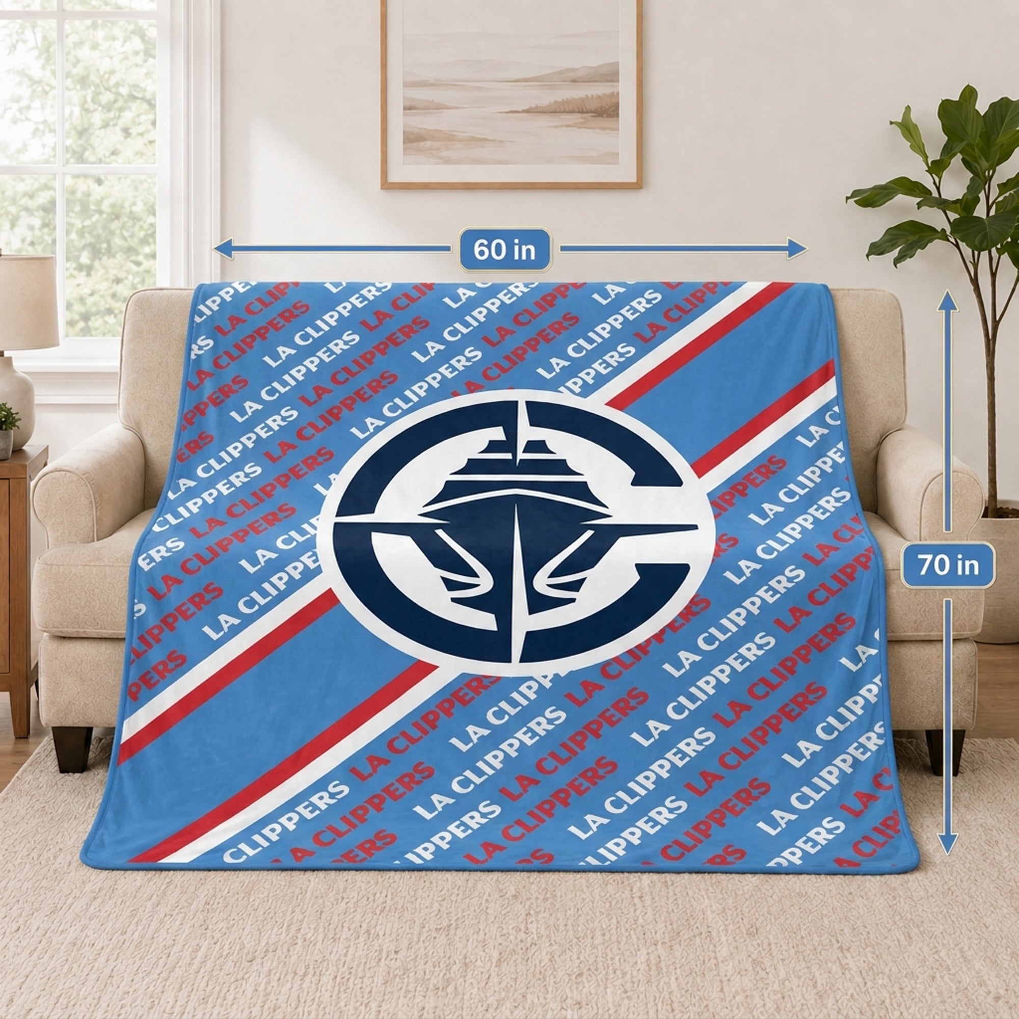 Couverture ultra douce Pegasus LA Clippers 60" x 70" (diagonale) avec logo doublé