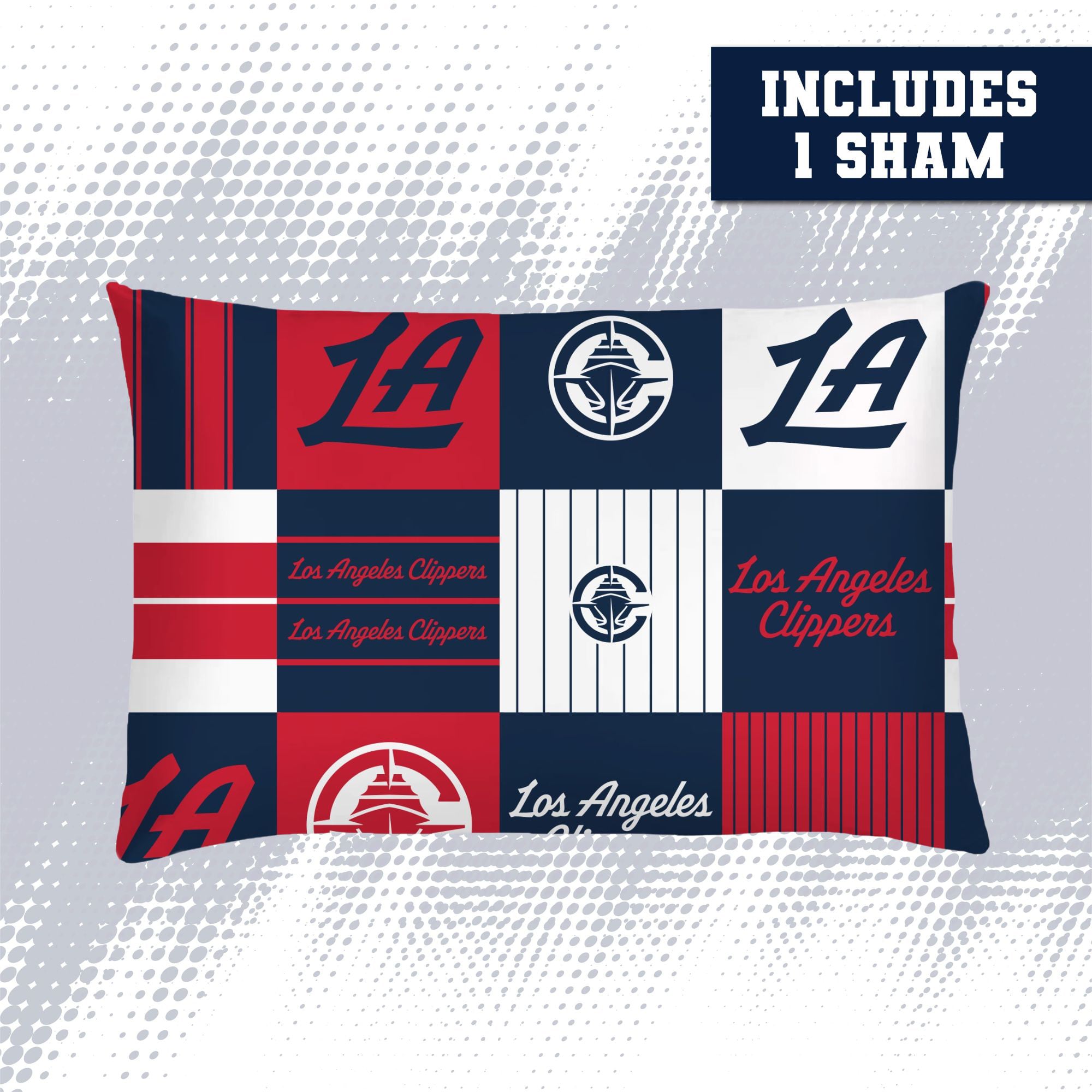 Ensemble de literie trois pièces à carreaux patchwork Pegasus LA Clippers (grand lit/queen)