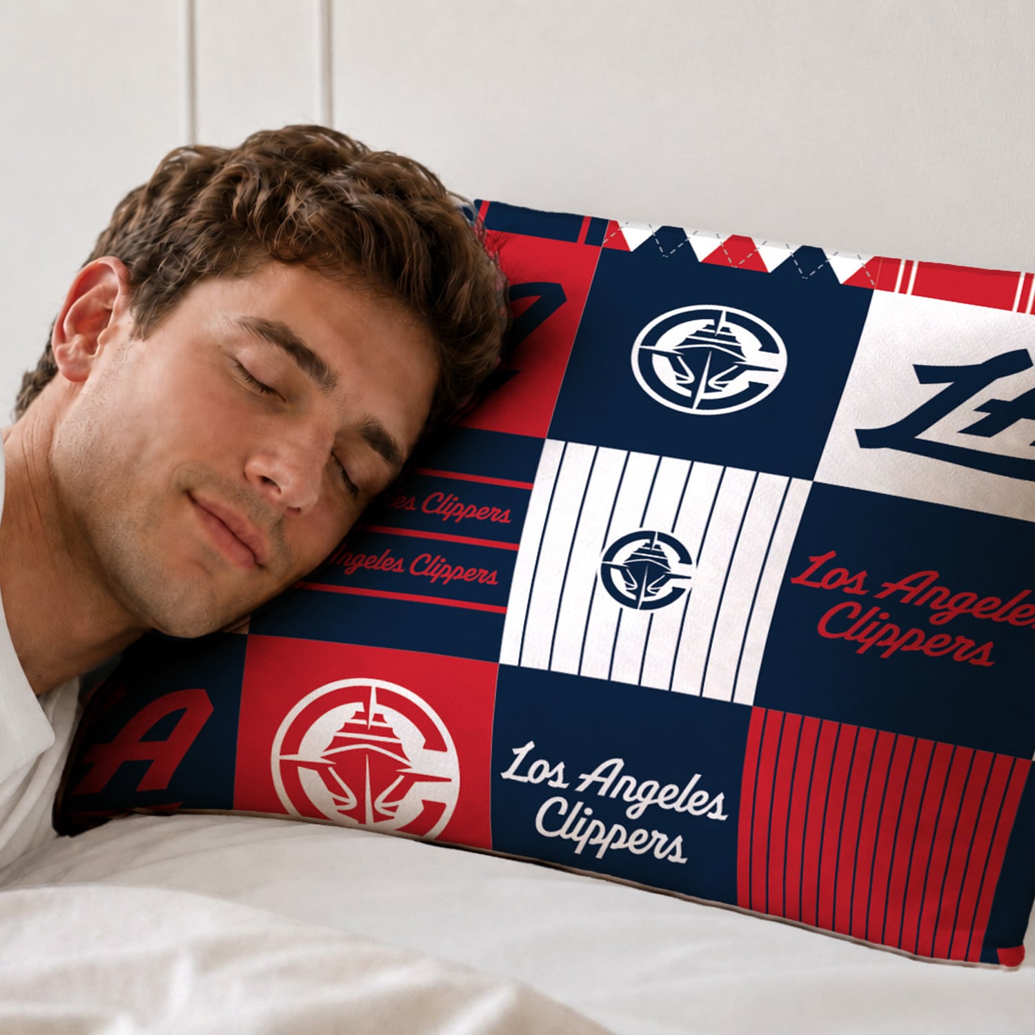 Ensemble de literie deux pièces Pegasus LA Clippers Patchwork Plaid pour lit simple/simple XL