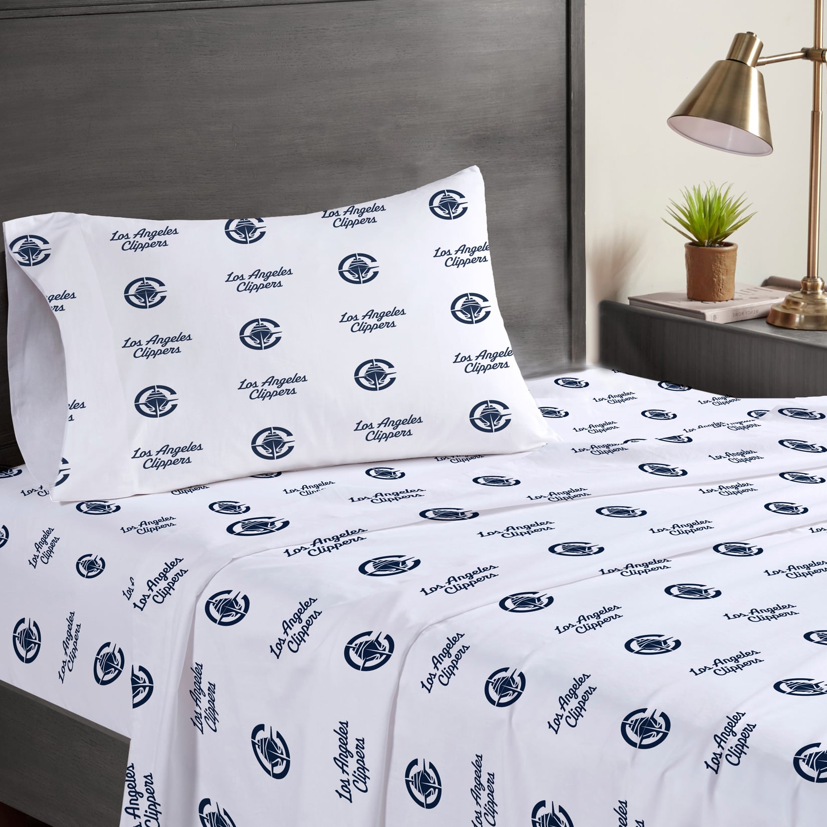 Ensemble de draps trois pièces Pegasus LA Clippers pour lit simple