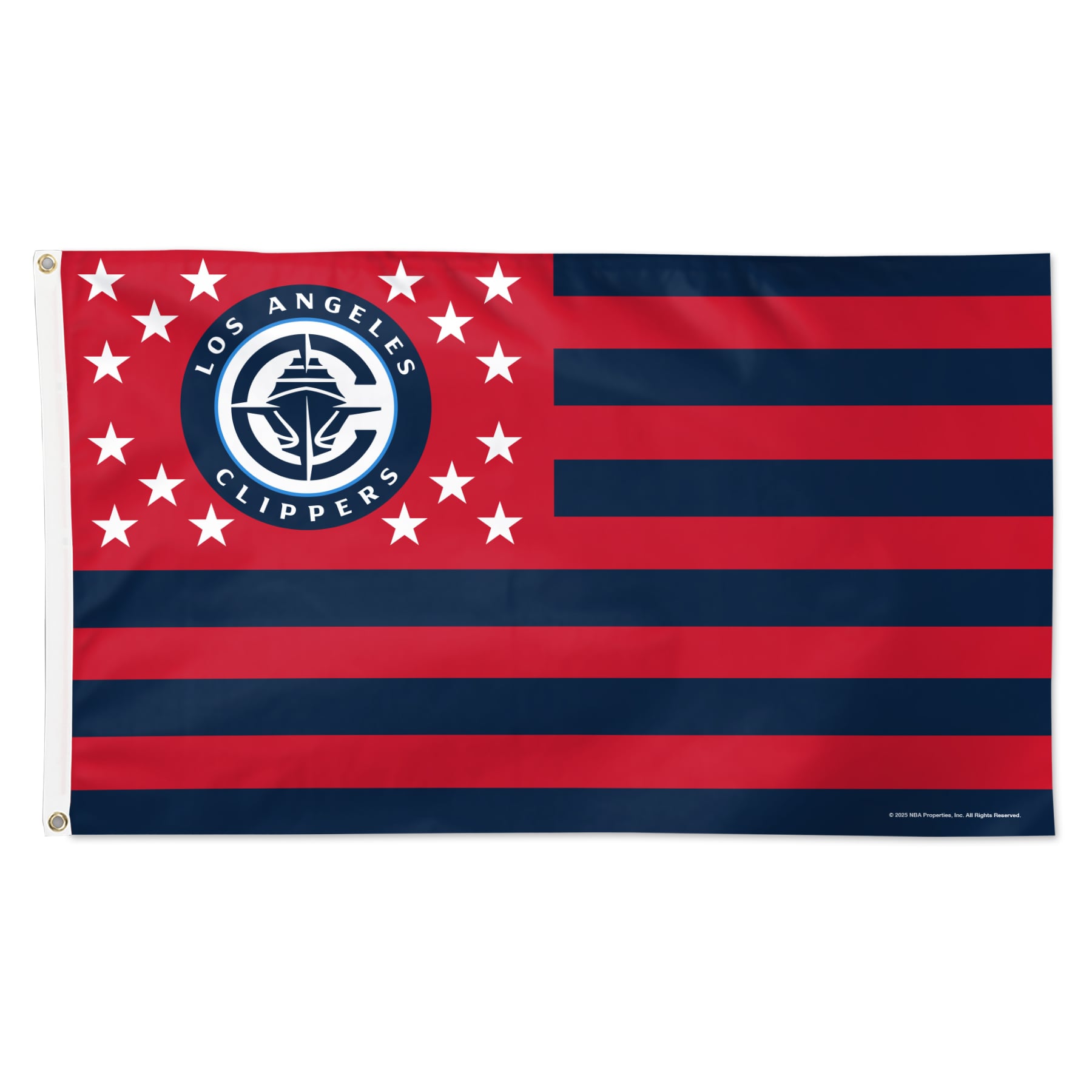Drapeau de luxe patriotique à étoiles et rayures WinCraft LA Clippers 91 x 152 cm (3 pi x 5 pi) à une face