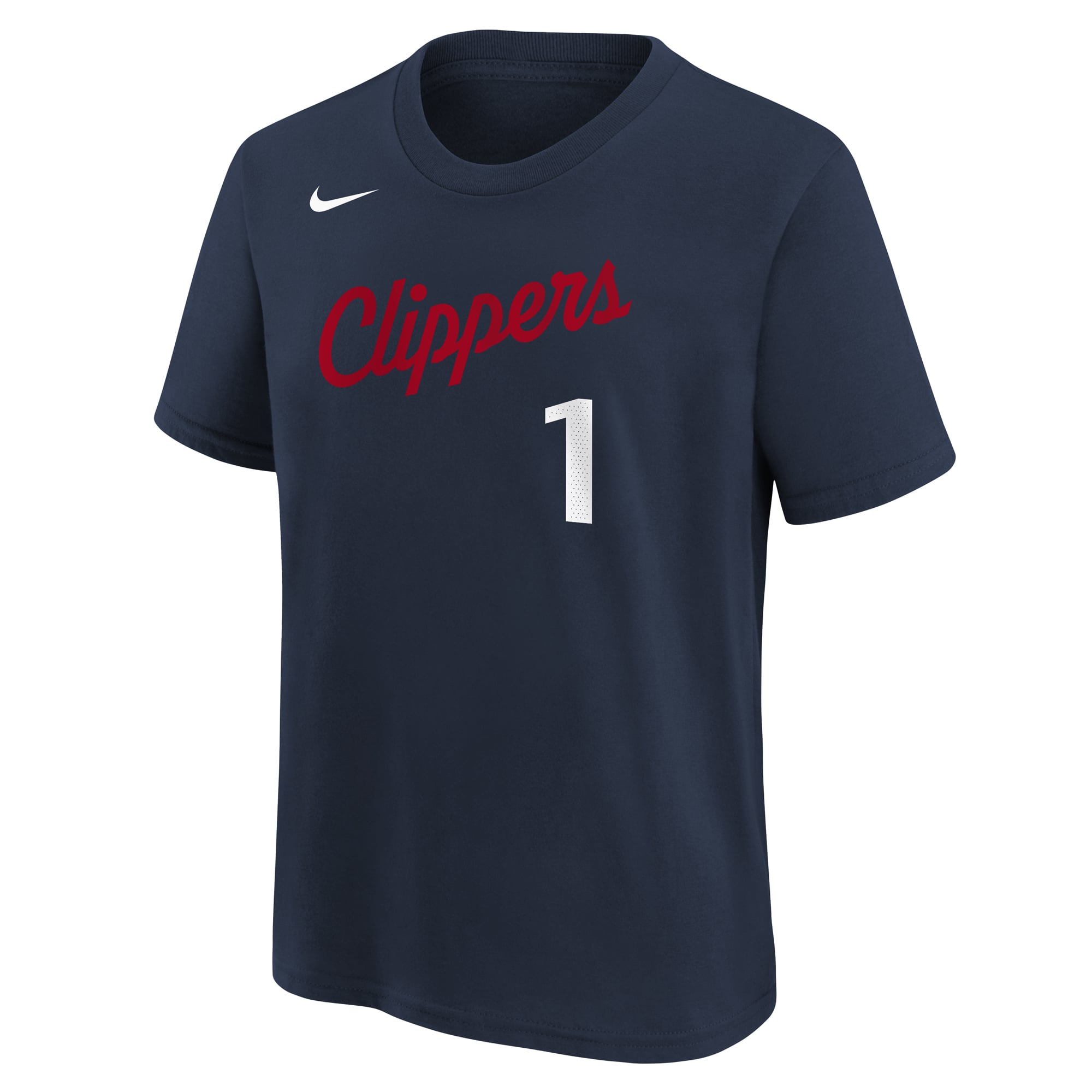 Youth Nike Keaton Wagler Navy LA Clippers Icon Name & Number T-Shirt