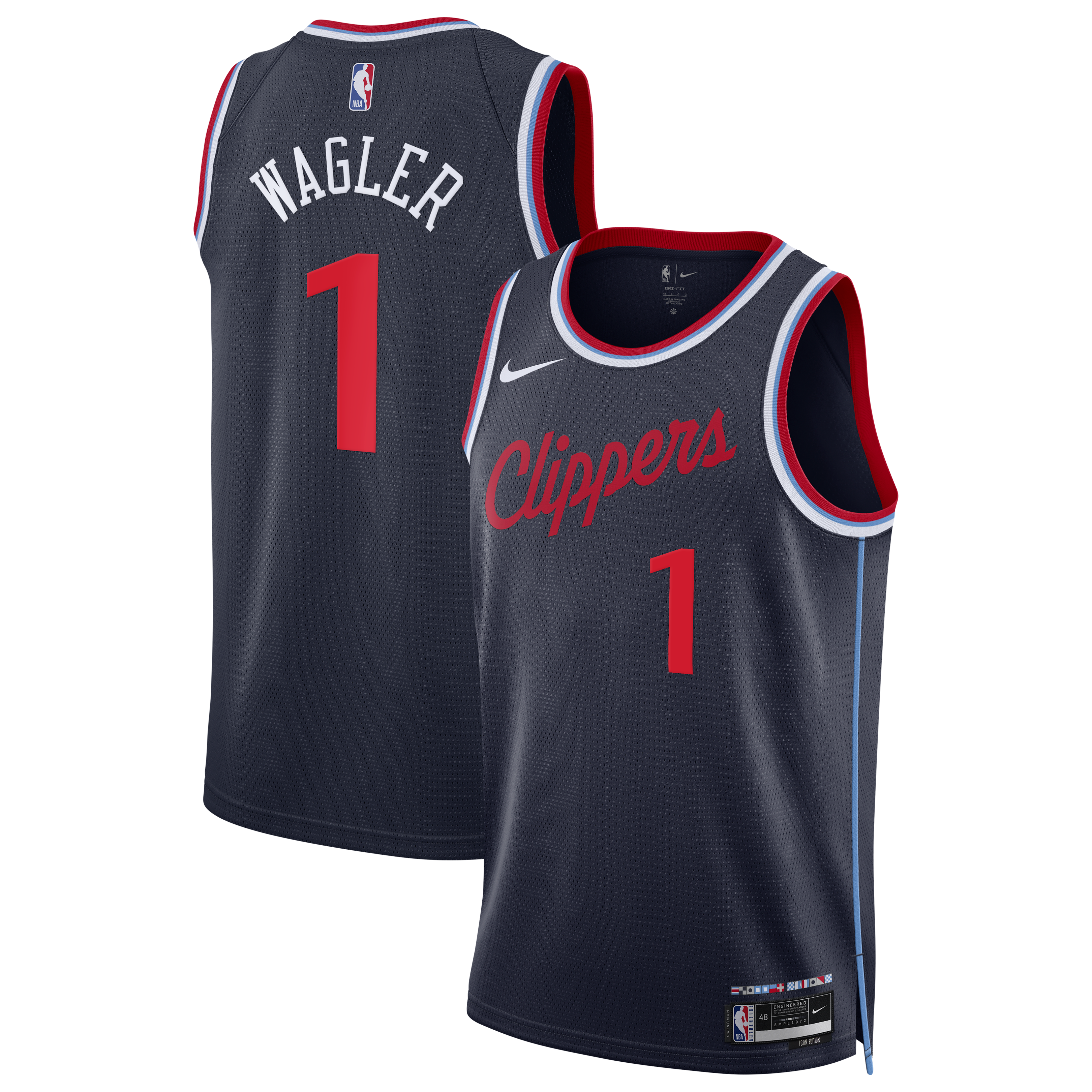 Youth Nike Keaton Wagler Navy LA Clippers Swingman Jersey - Icon Edition