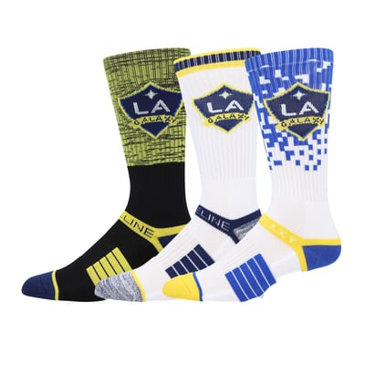 LA Galaxy Strideline Premium 3-Pack Knit Crew Socks Set