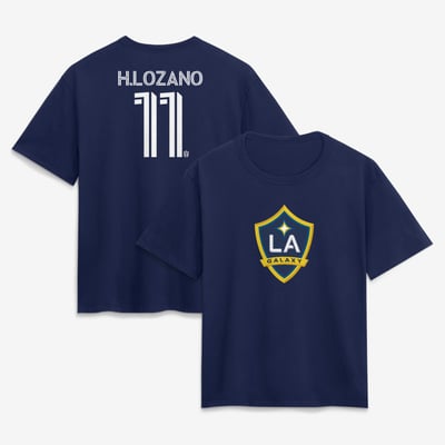 Hirving Lozano LA Galaxy Women's Authentic Stack Name & Number T-Shirt  - Navy