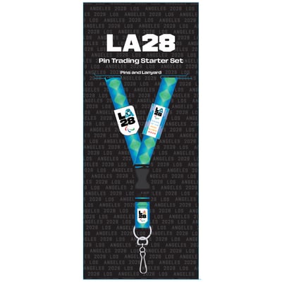 LA28 Collection Superbloom Ensemble de démarrage de cordons et épingles Bluebell Paralympics