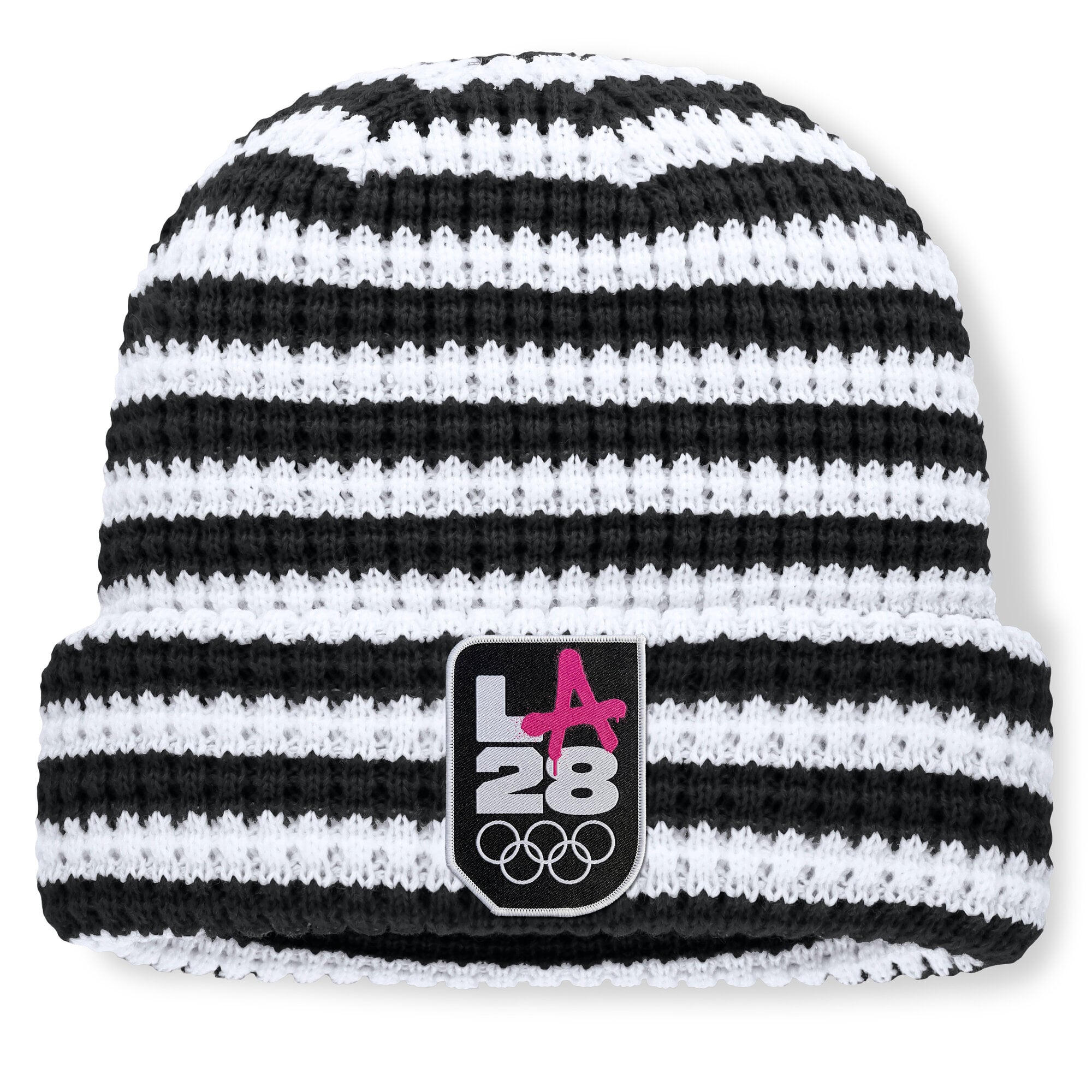 Bonnet à revers Fanatics LA28 pour homme, noir et blanc, édition limitée Jeux olympiques d'été.
