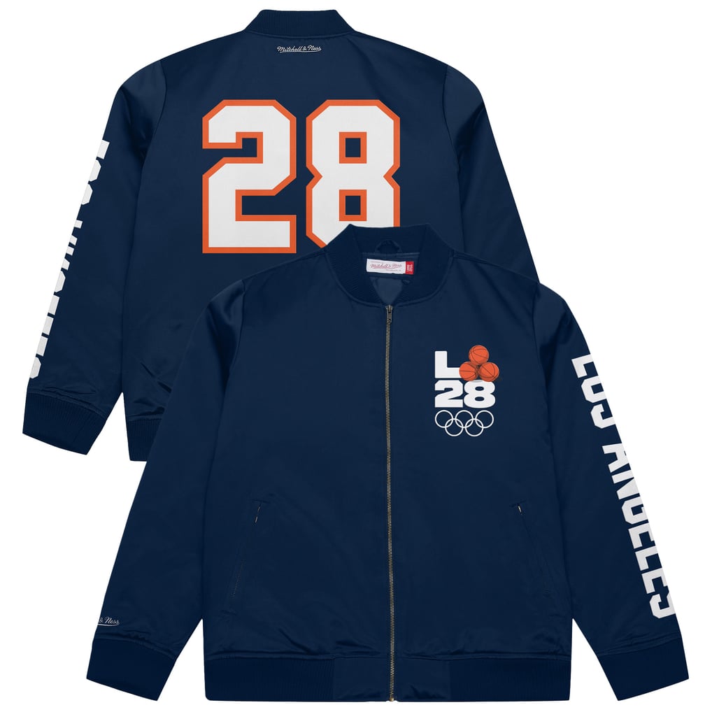 LA28 x NBA All-Star Game - Veste bomber en satin Mitchell & Ness zippée intégralement - Bleu marine