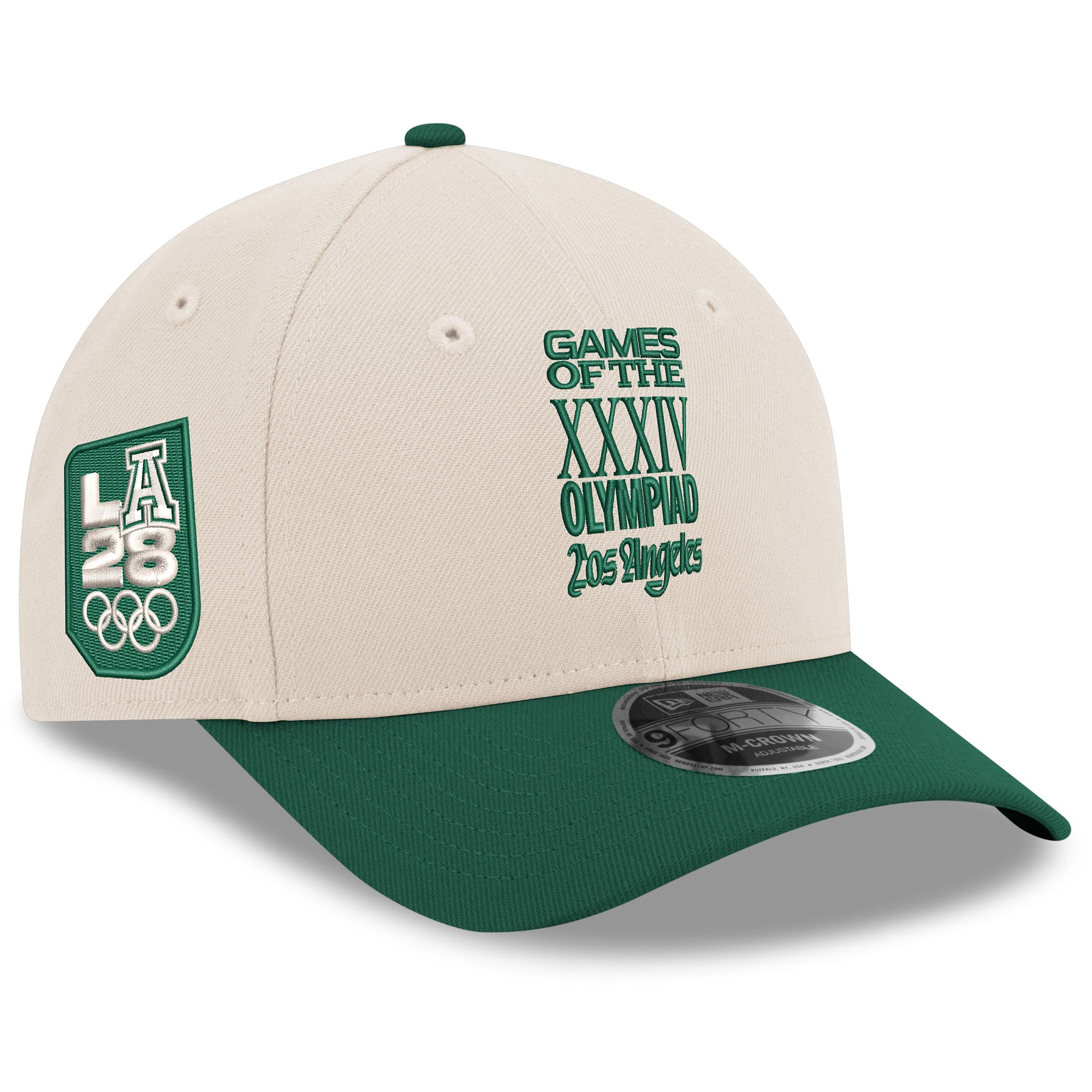 Men's New Era Cream/Green LA28 Superbloom Collection 9FORTY M-Crown Adjustable Hat