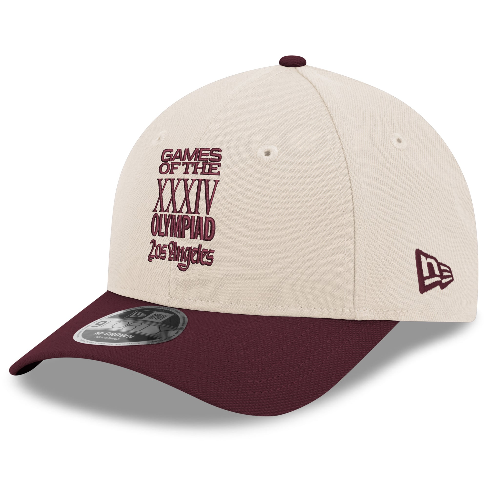 Casquette ajustable New Era LA28 Superbloom Collection 9FORTY M-Crown pour homme, couleur crème/bordeaux