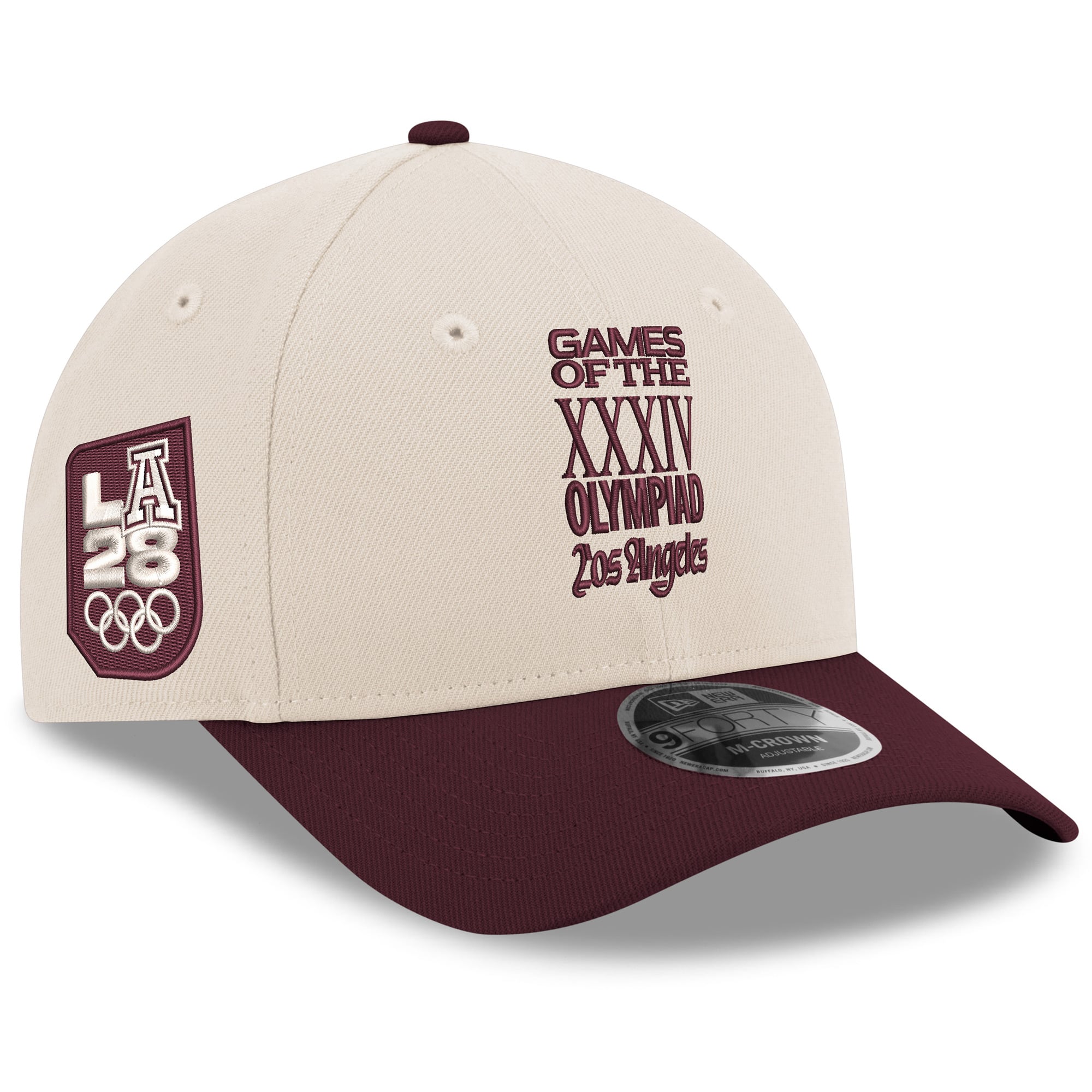 Casquette ajustable New Era LA28 Superbloom Collection 9FORTY M-Crown pour homme, couleur crème/bordeaux