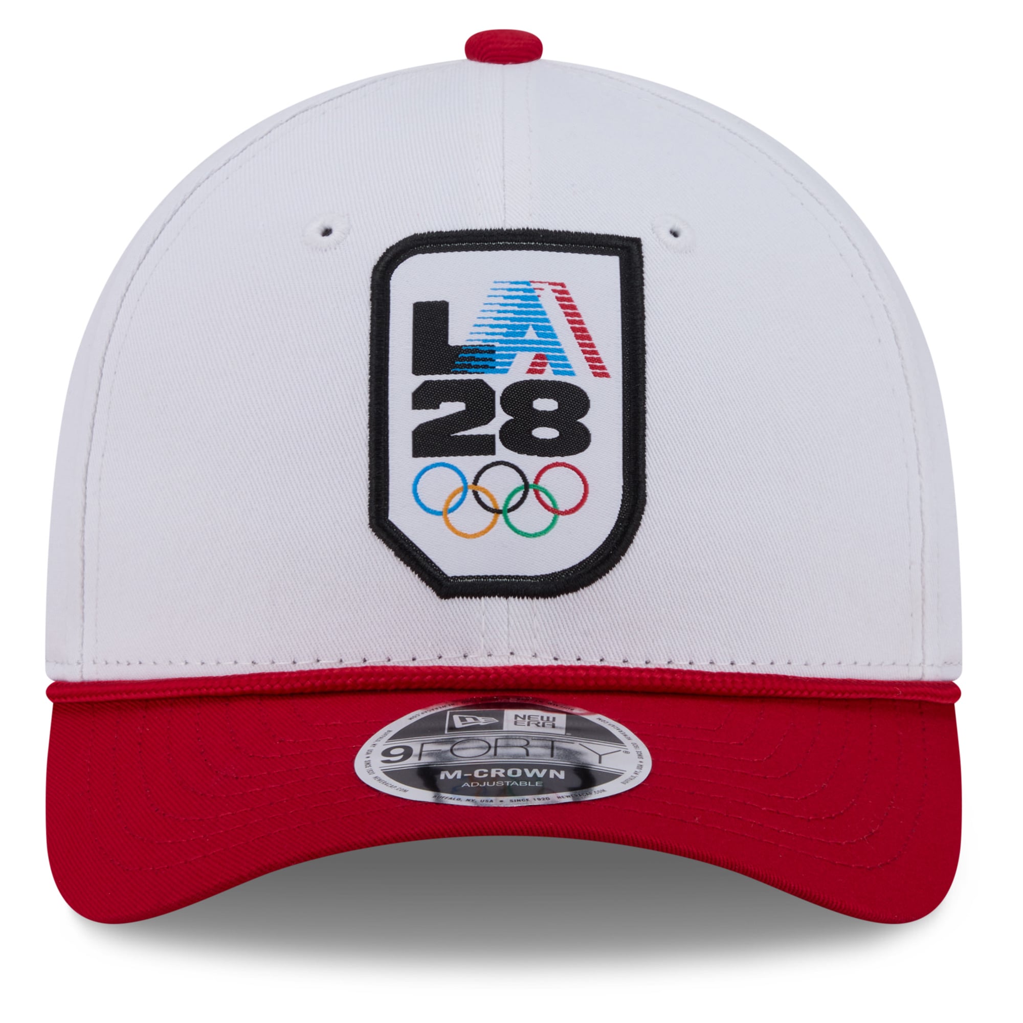 Casquette ajustable New Era LA28 Rope M-Crown 9FORTY blanche et rouge pour homme