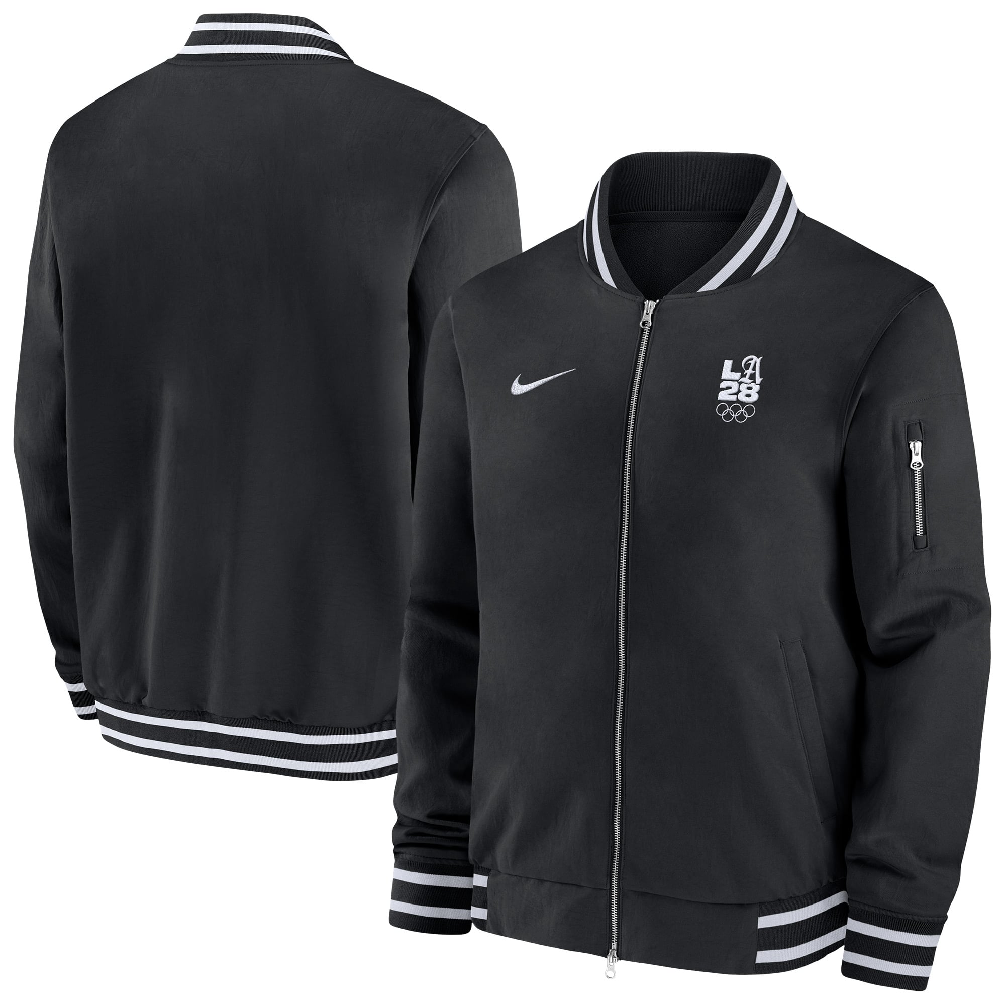 Men's Nike Black LA28 Summer Olympics Full-Zip Bomber Jacket