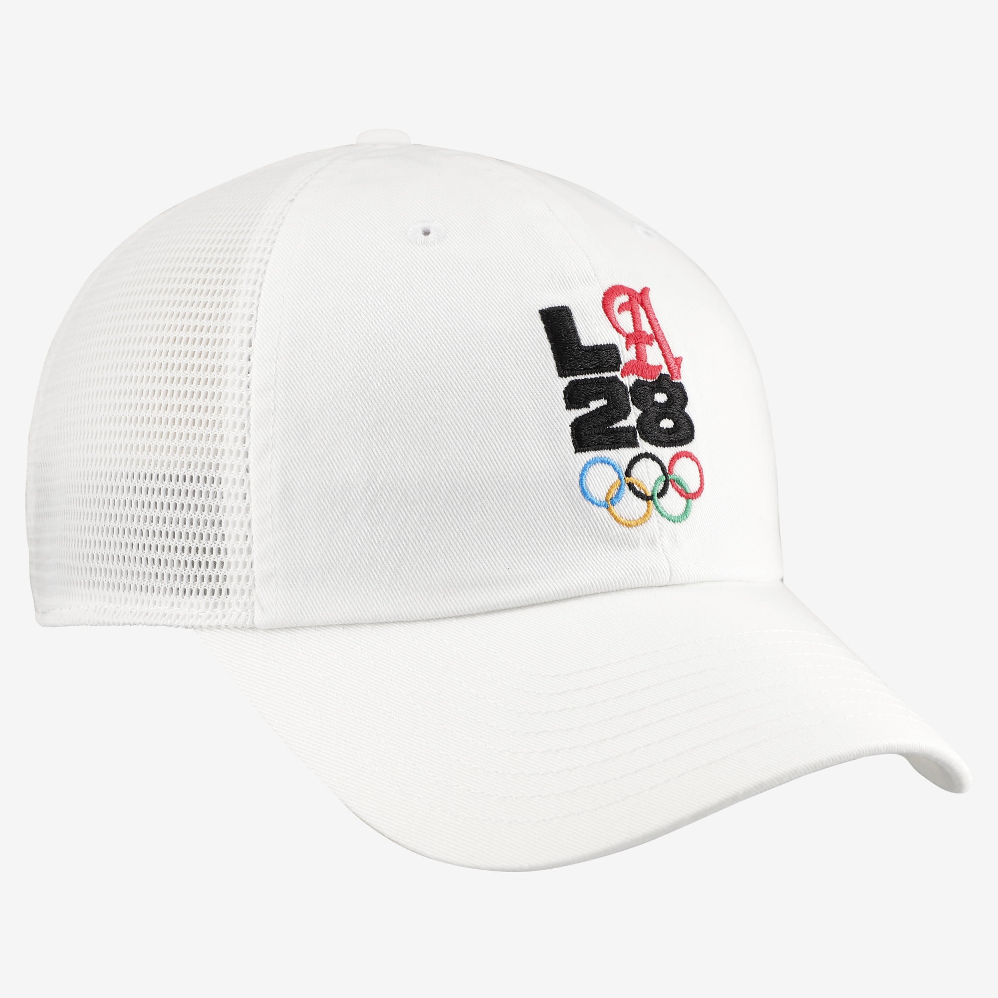 Men's Nike White LA28 Summer Olympics Script Club Trucker Adjustable Hat