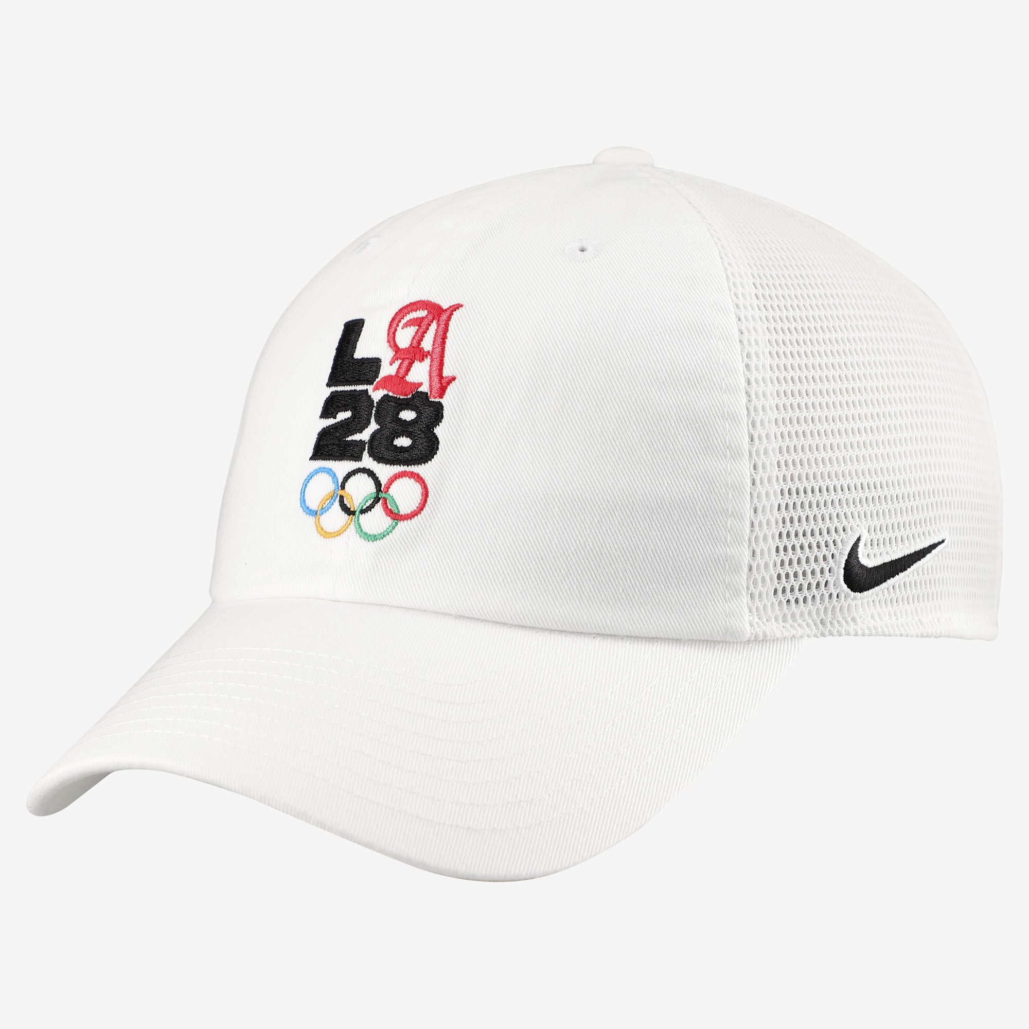 Men's Nike White LA28 Summer Olympics Script Club Trucker Adjustable Hat