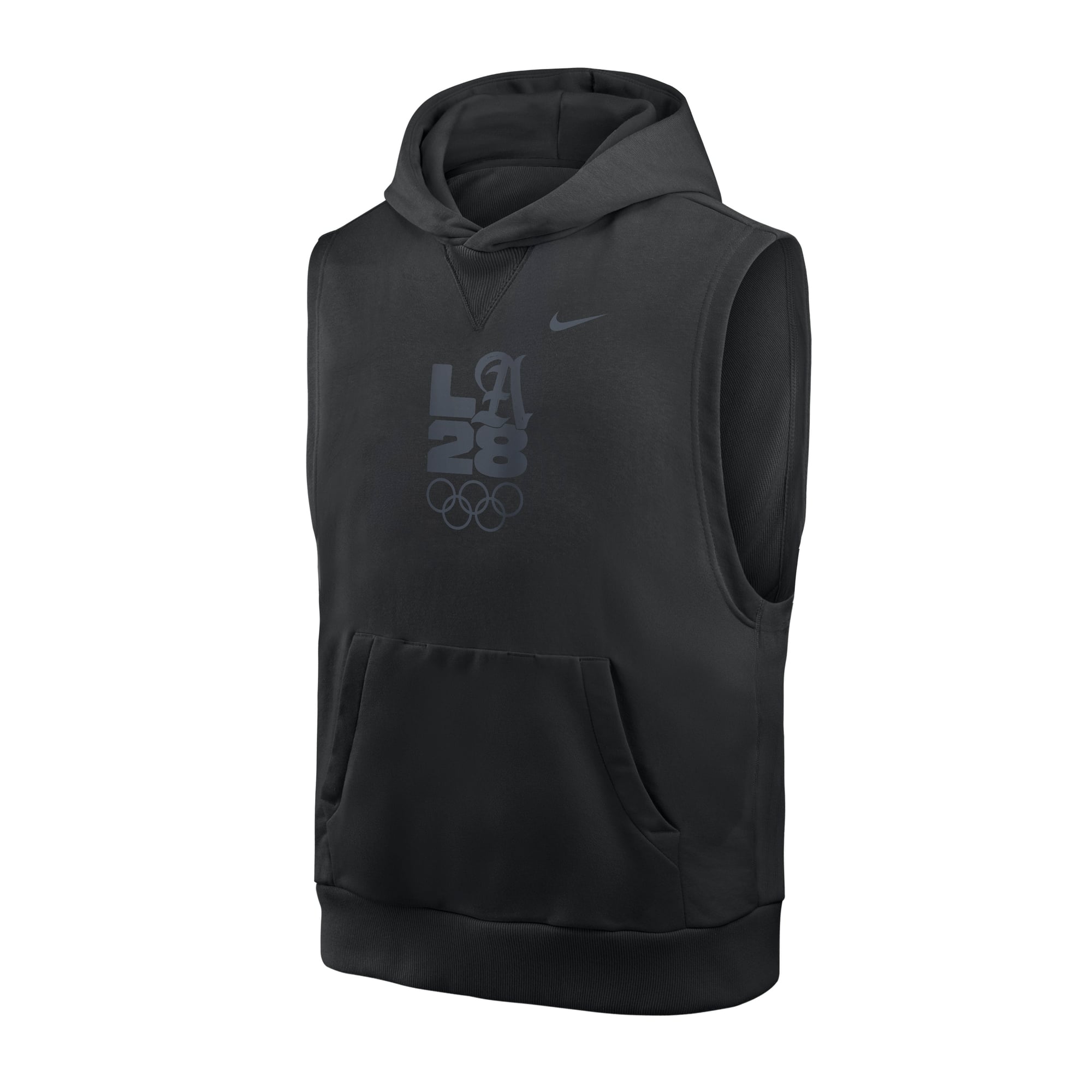 Youth Nike Black LA28 Club Sleeveless Hoodie