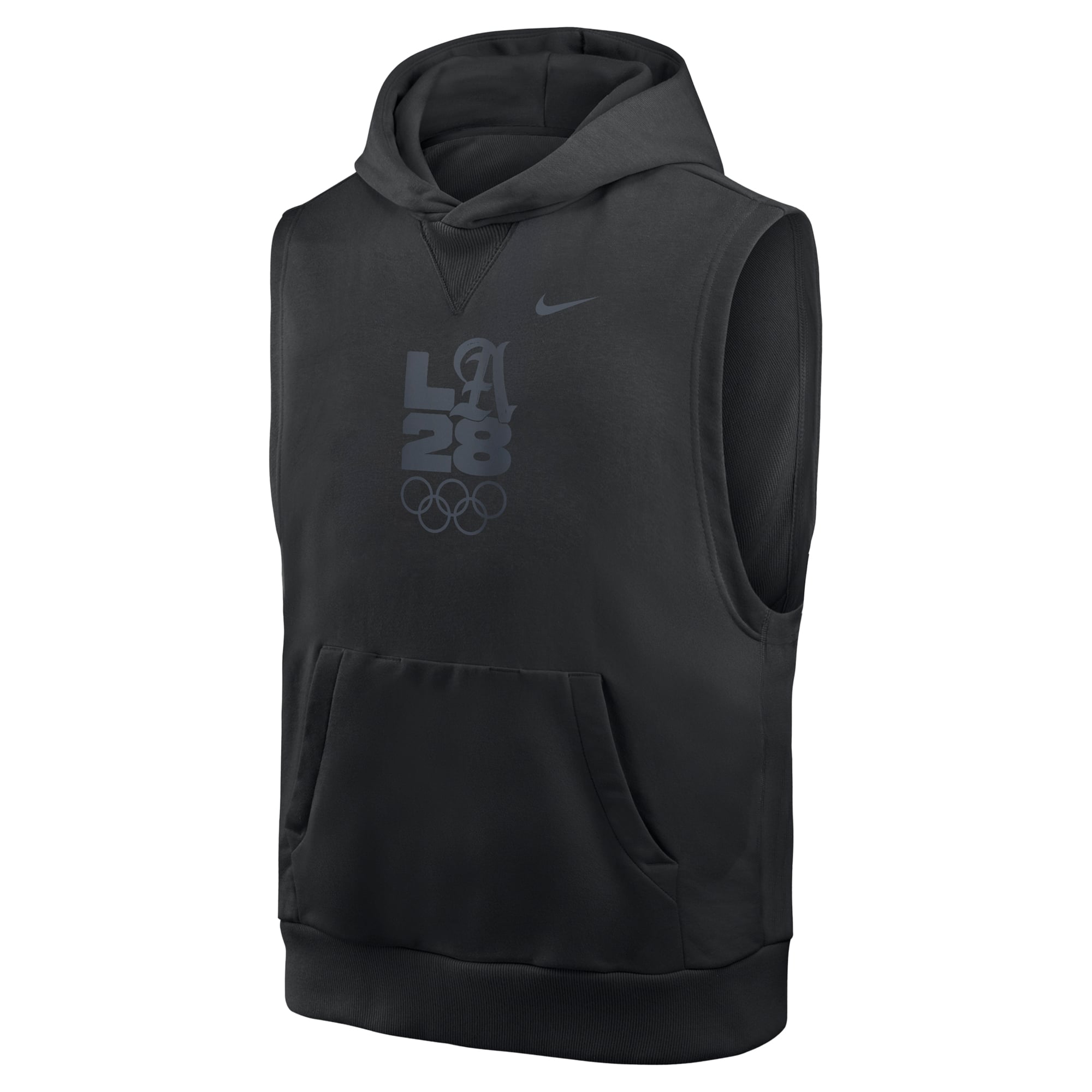 Youth Nike Black LA28 Club Sleeveless Hoodie