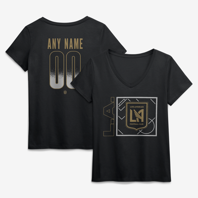 LAFC Women's Home Field Pop Personalized Name & Number V-Neck T-Shirt - Black