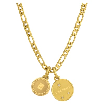 LAFC LUV AJ Women's Double Coin Logo Necklace - Gold