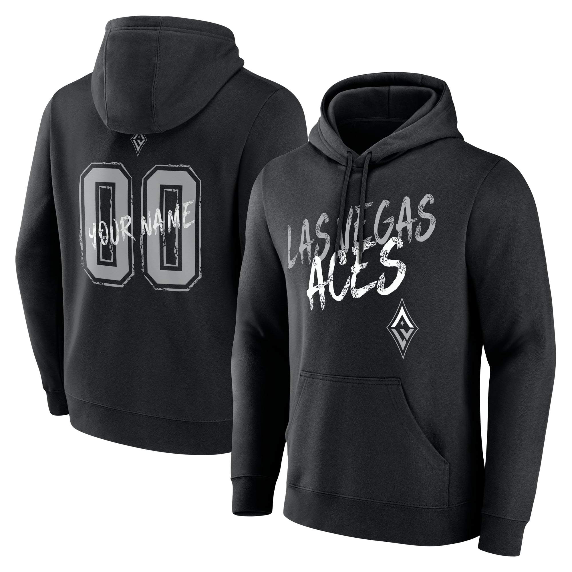 Sweat à capuche noir pour homme Las Vegas Aces Hustle personnalisé avec nom et numéro