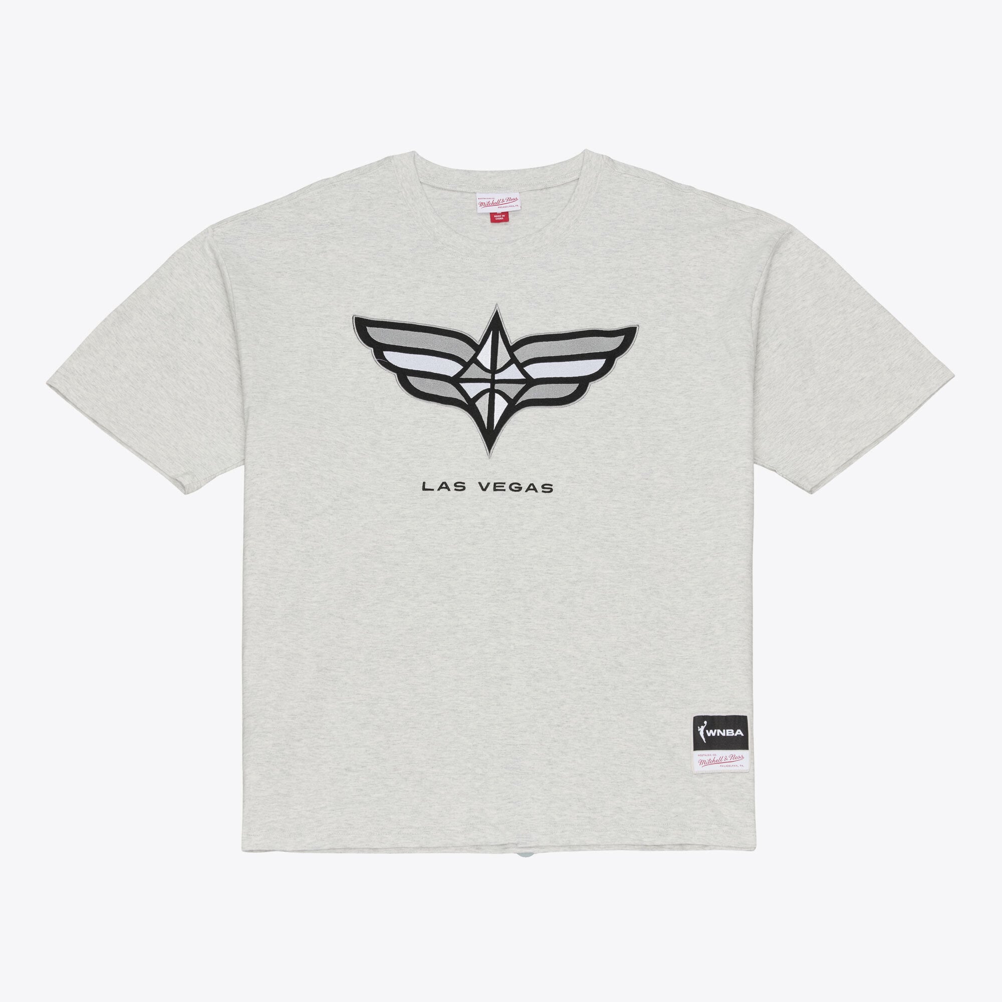 Men's Mitchell & Ness Silver Las Vegas Aces Logo Boxy T-Shirt