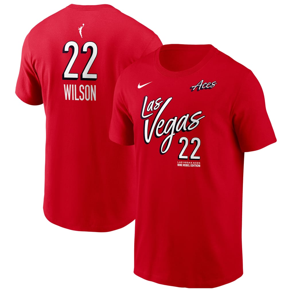 A'ja Wilson Las Vegas Aces Nike Name & Number Rebel Edition T-Shirt - Red