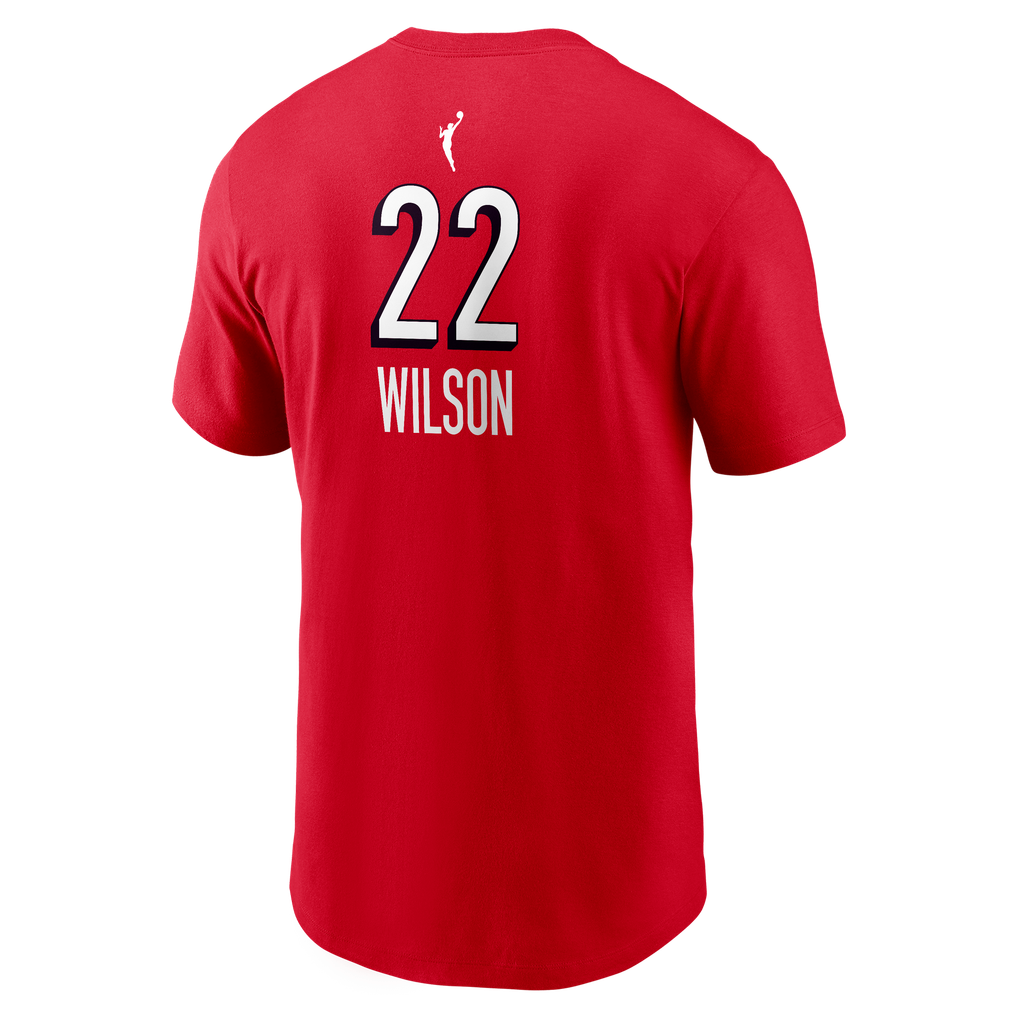 A'ja Wilson Las Vegas Aces Nike Name & Number Rebel Edition T-Shirt - Red