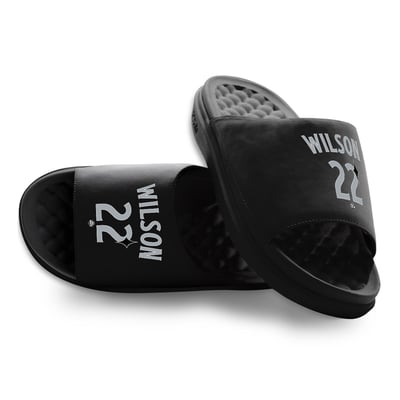 A'ja Wilson Las Vegas Aces ISlide Unisex Jersey Stack Motive Slide Sandals - Black