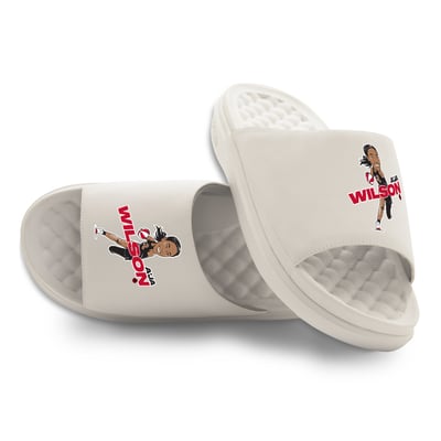 A'ja Wilson Las Vegas Aces ISlide Unisex Caricature Combo Motive Slide Sandals - Cream