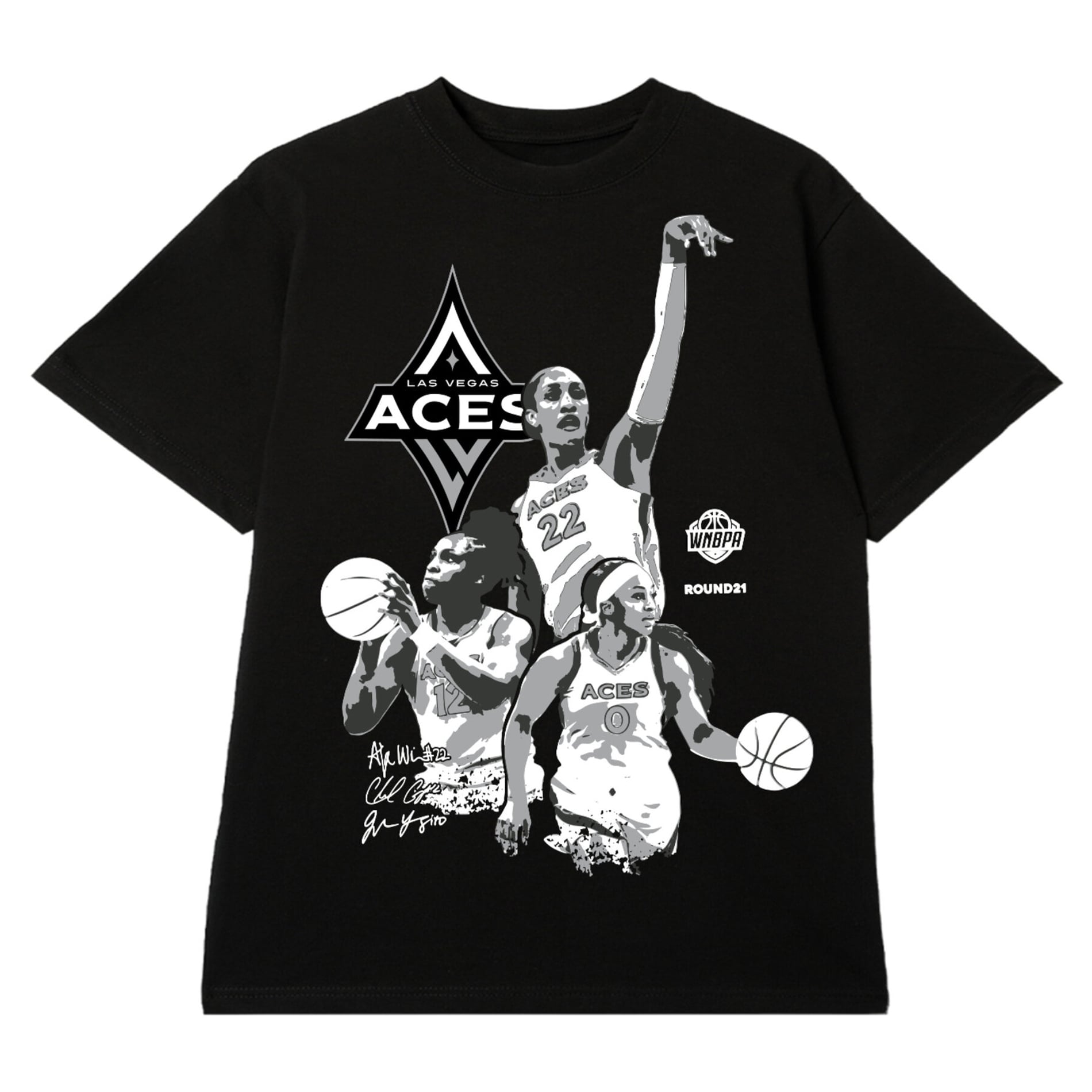 Unisex round21 Black Las Vegas Aces Trio T-Shirt