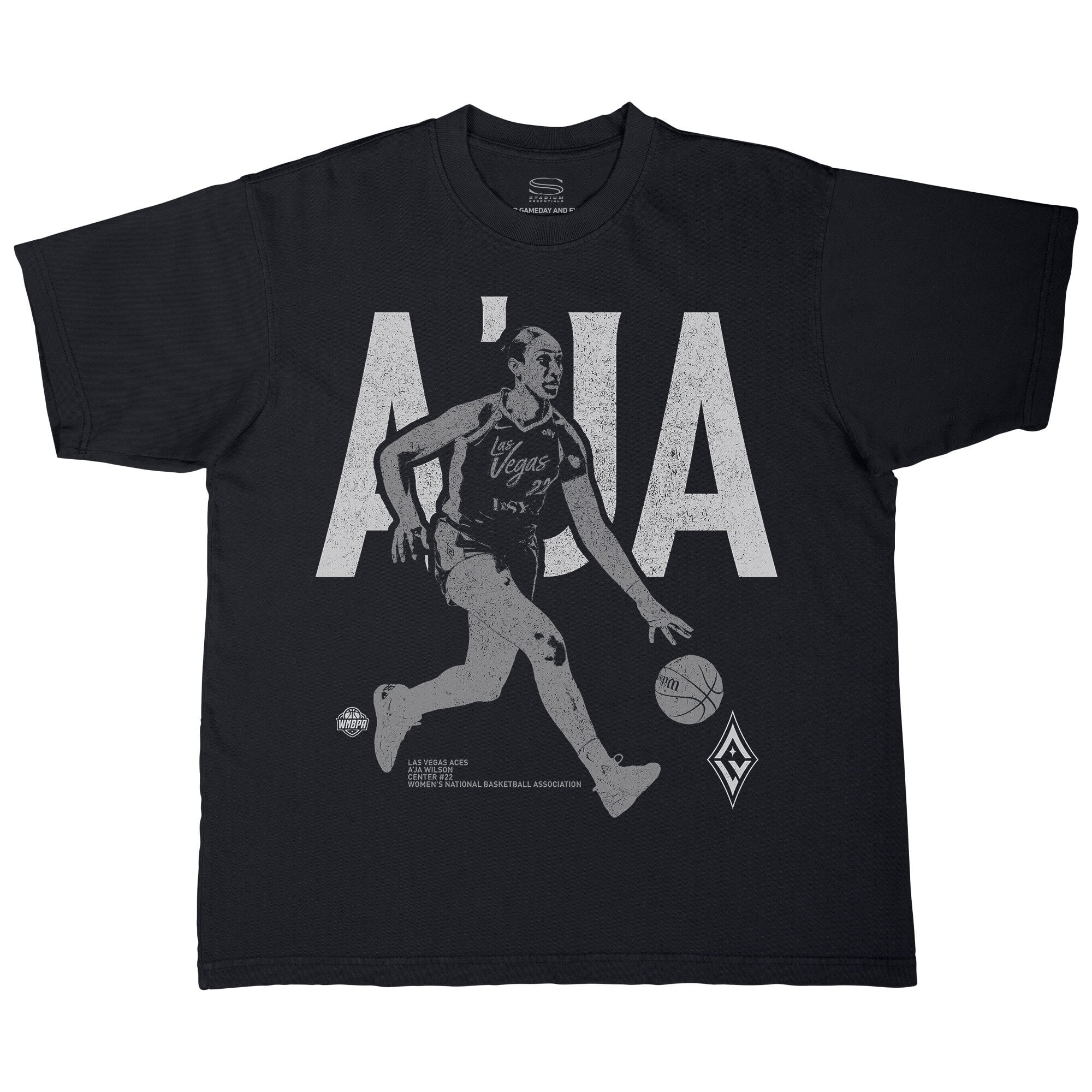 Unisex Stadium Essentials A'ja Wilson Black Las Vegas Aces Two-Step Urban T-Shirt