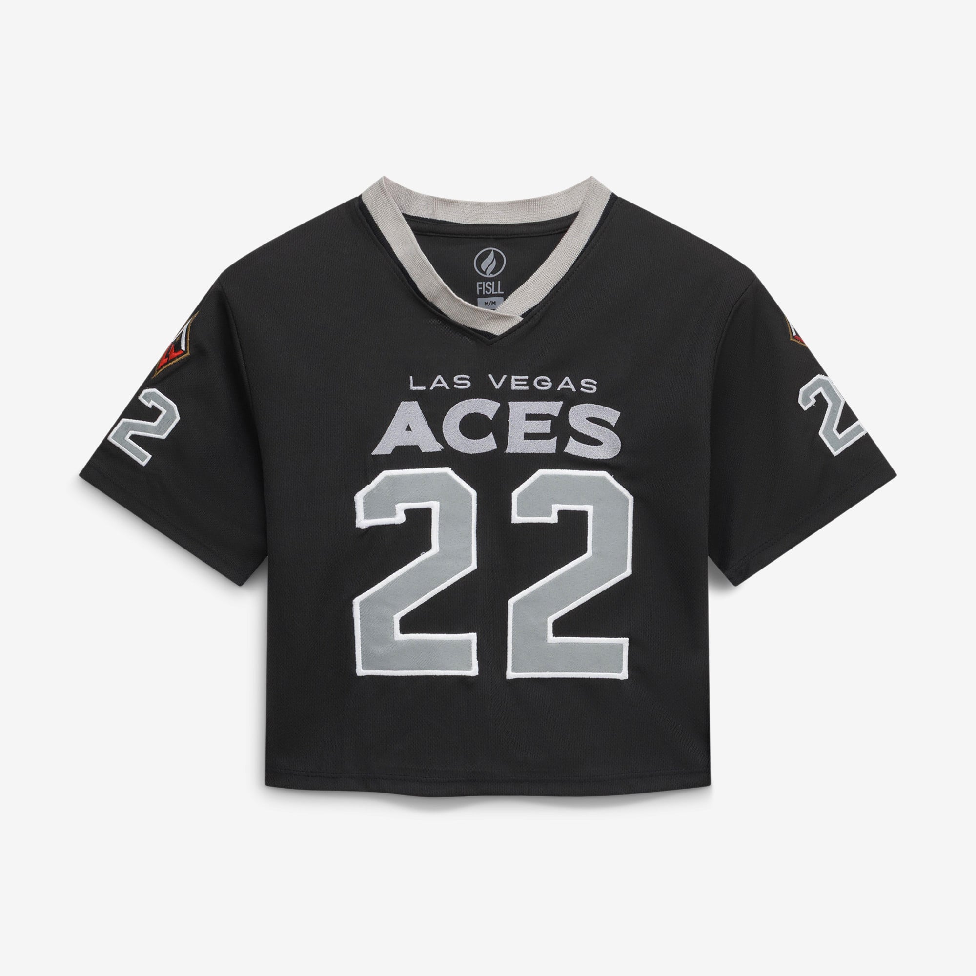 Women's FISLL A'ja Wilson Black Las Vegas Aces Cropped Football Jersey