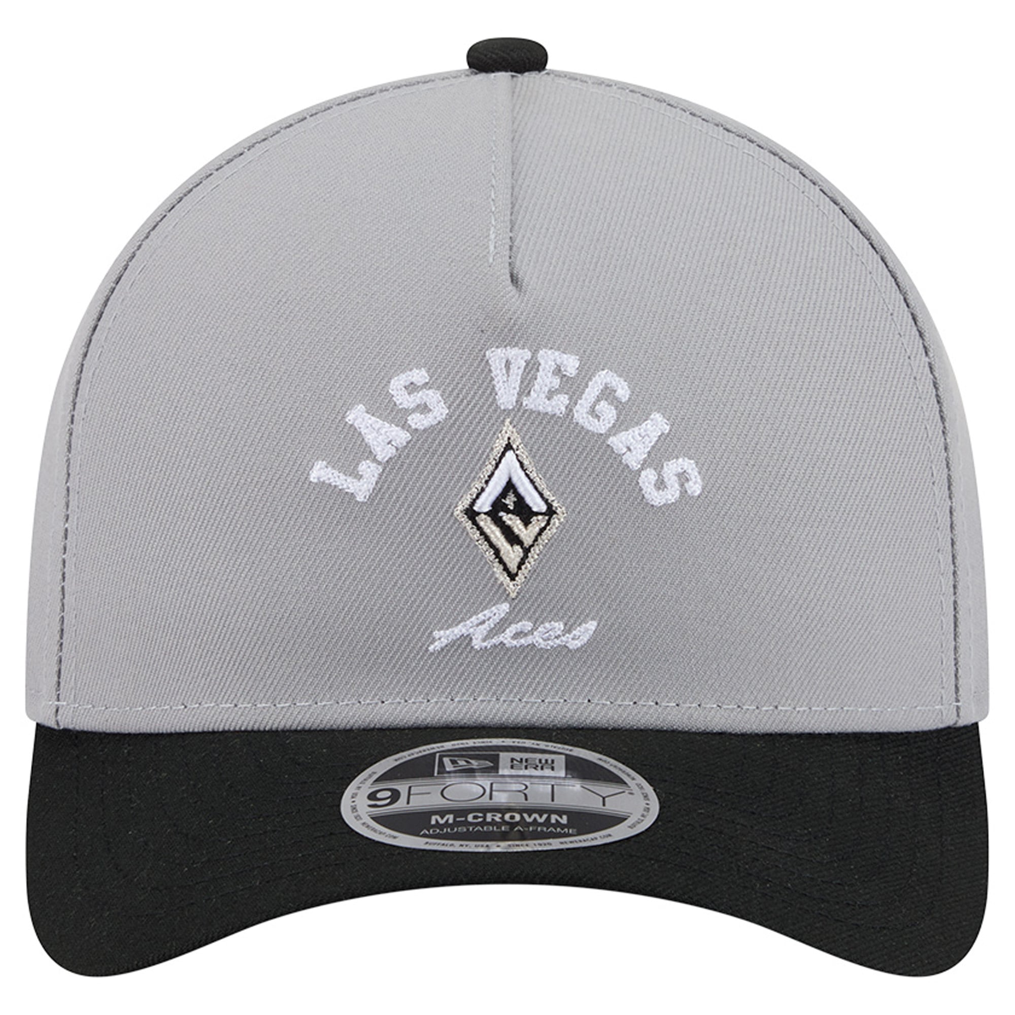 Casquette ajustable New Era Las Vegas Aces Arch 9FORTY A-Frame M-Crown argentée et noire pour femme