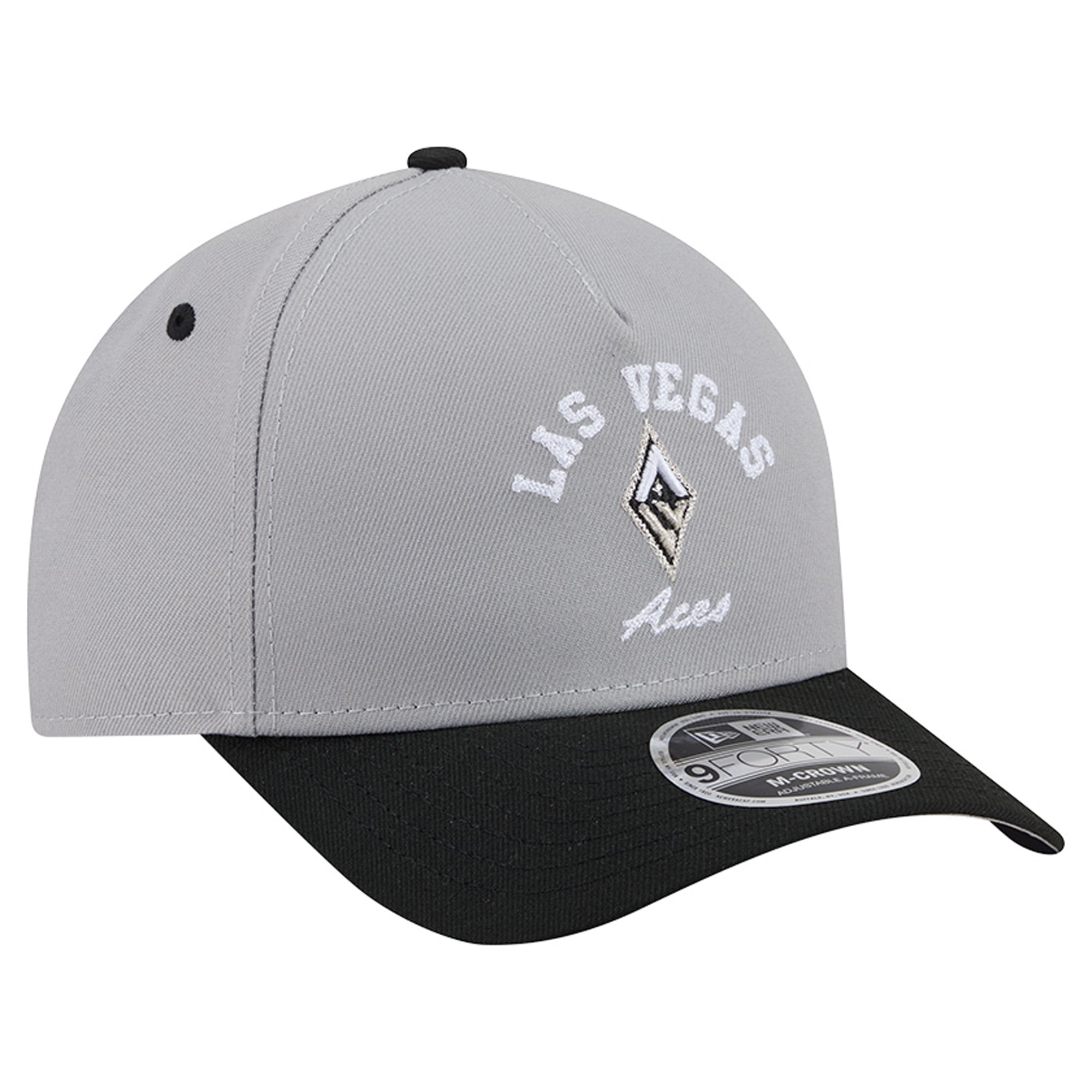 Casquette ajustable New Era Las Vegas Aces Arch 9FORTY A-Frame M-Crown argentée et noire pour femme